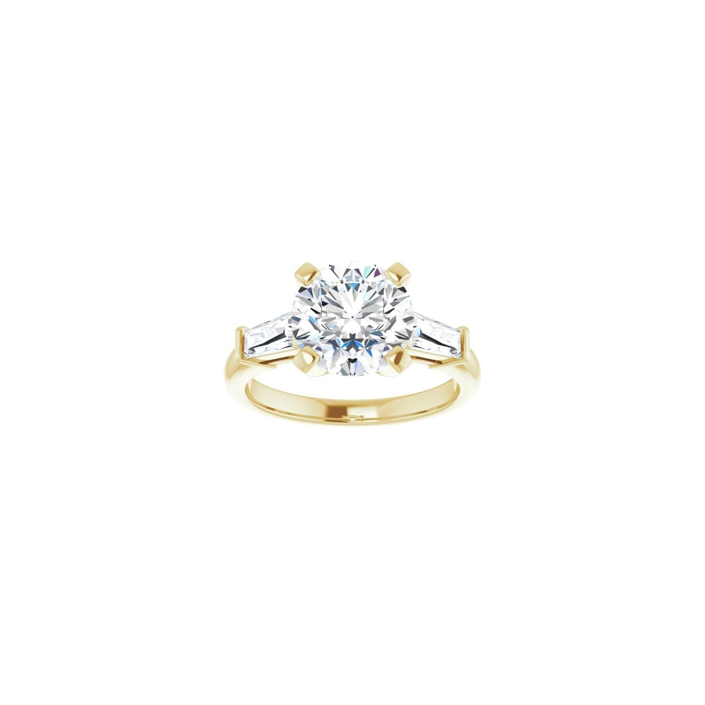 Round Three-Stone Engagement Ring | Metal Type=14K Yellow Gold | Center Stone Size=2.5 CT | Image 3
