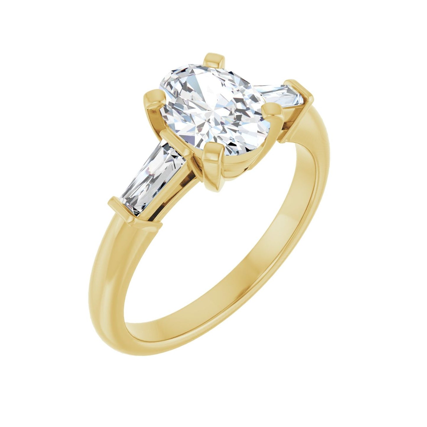 Oval Three-Stone Engagement Ring | Metal Type=14K Yellow Gold | Center Stone Size=1.5 CT | Image 1