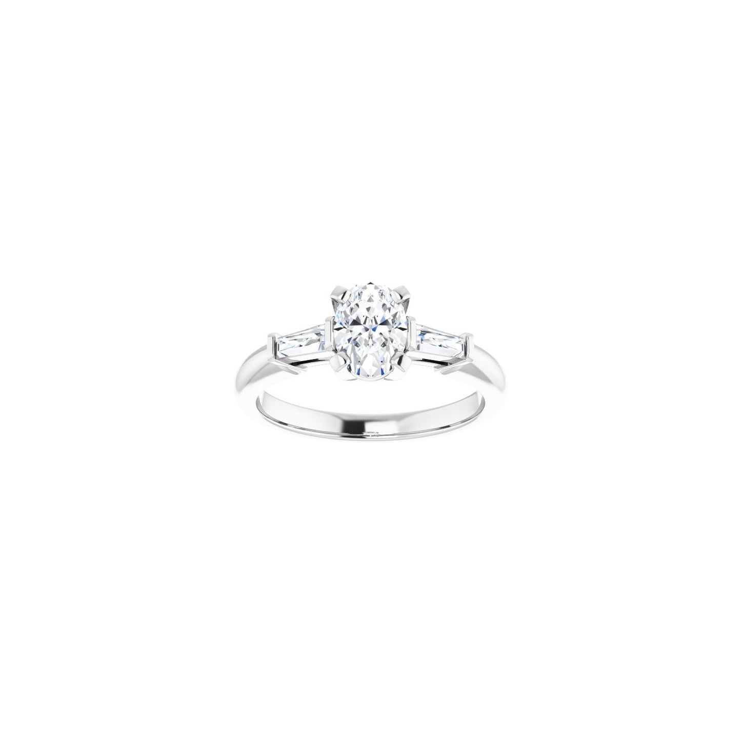 Oval Three-Stone Engagement Ring | Metal Type=14K White Gold | Center Stone Size=1 CT | Image 3
