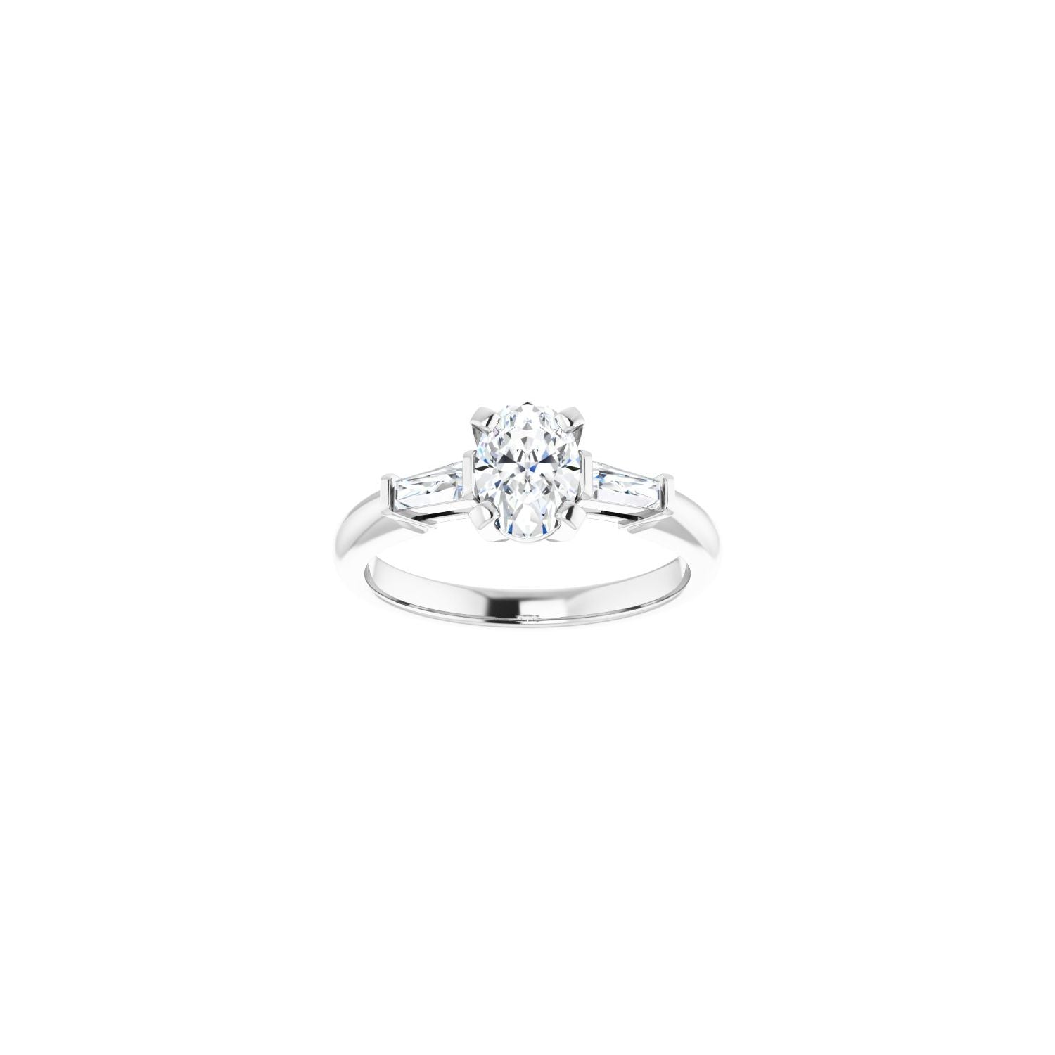 Oval Three-Stone Engagement Ring | Metal Type=14K White Gold | Center Stone Size=1 CT | Image 3