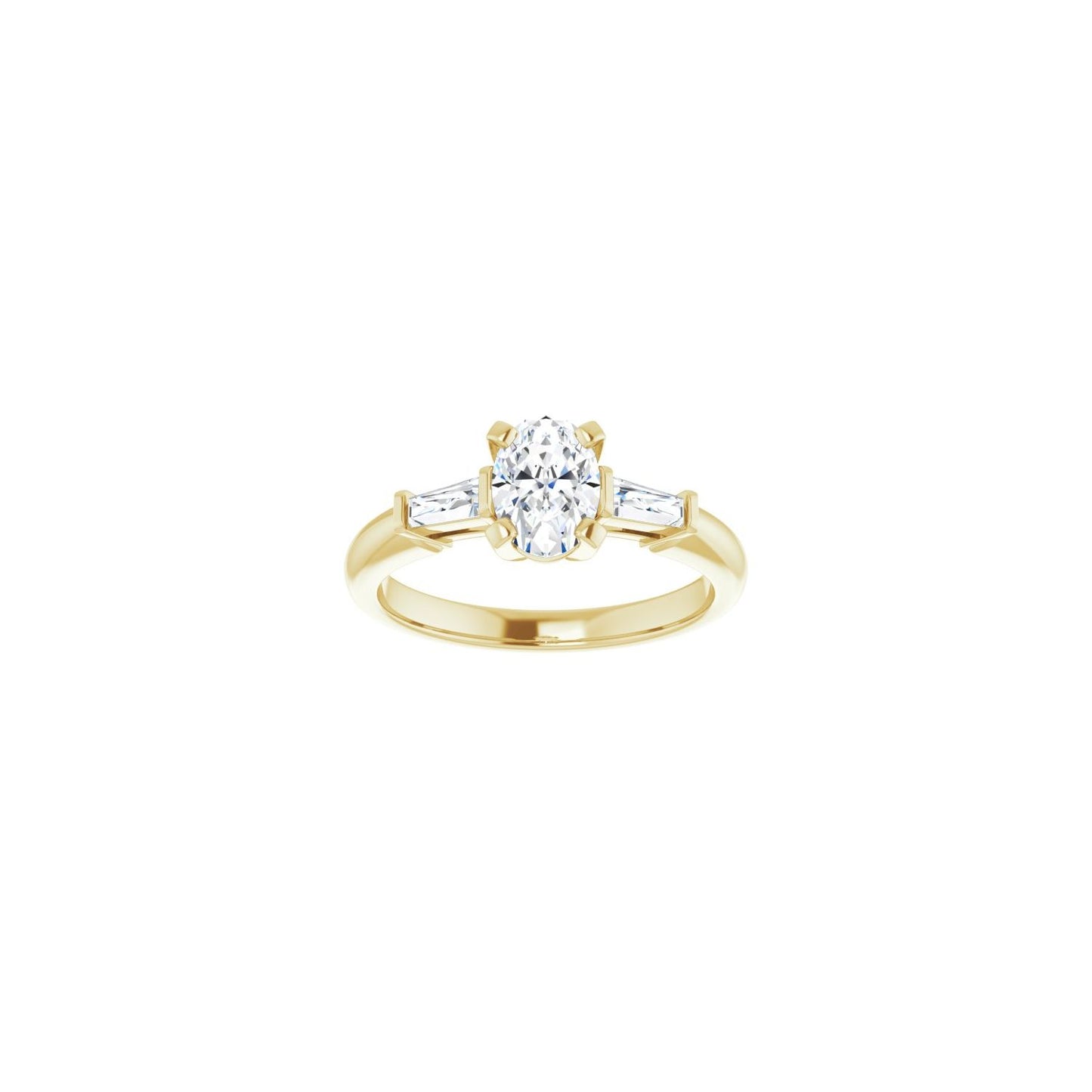 Oval Three-Stone Engagement Ring | Metal Type=14K Yellow Gold | Center Stone Size=1 CT | Image 3