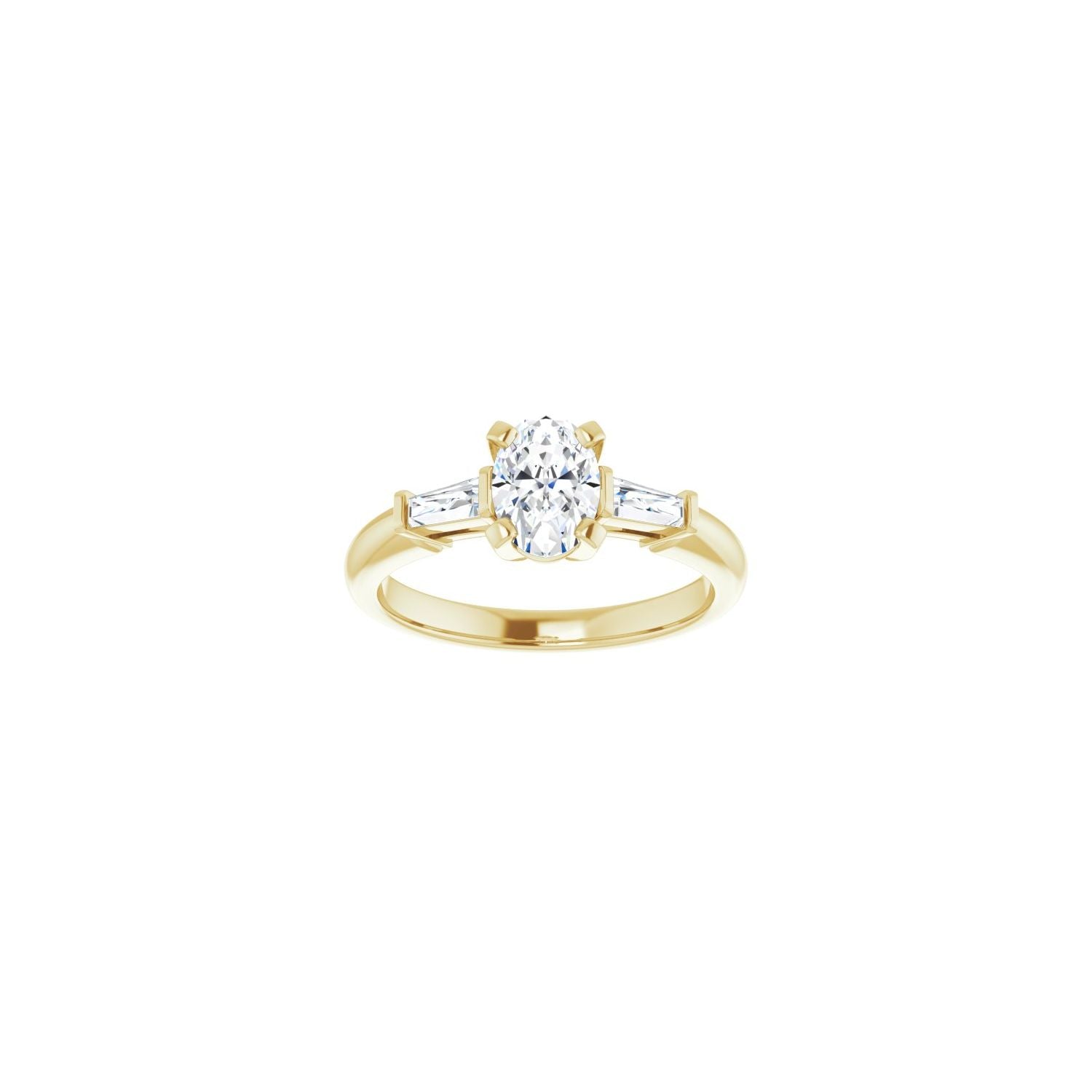 Oval Three-Stone Engagement Ring | Metal Type=14K Yellow Gold | Center Stone Size=1 CT | Image 3