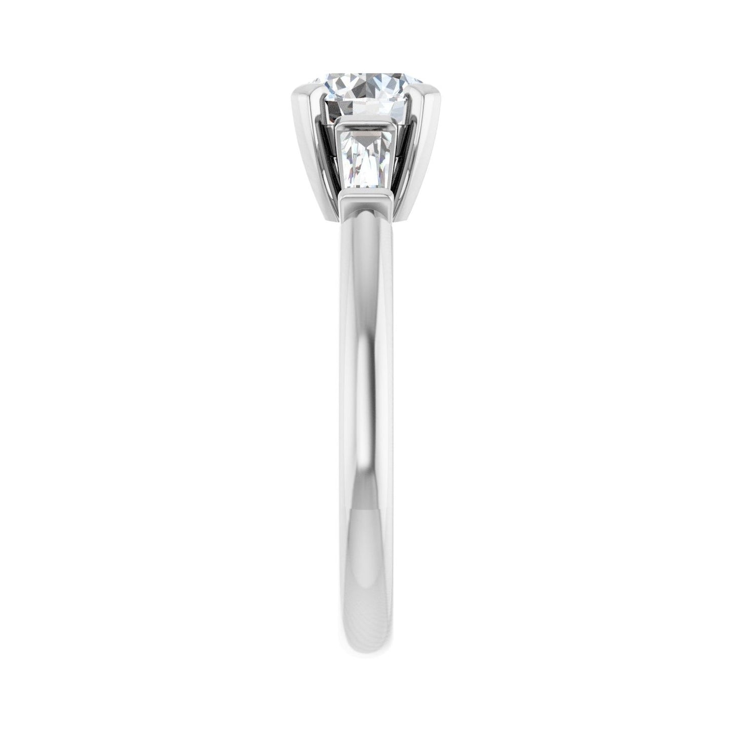 Round Three-Stone Engagement Ring | Metal Type=14K White Gold | Center Stone Size=1 CT | Image 4