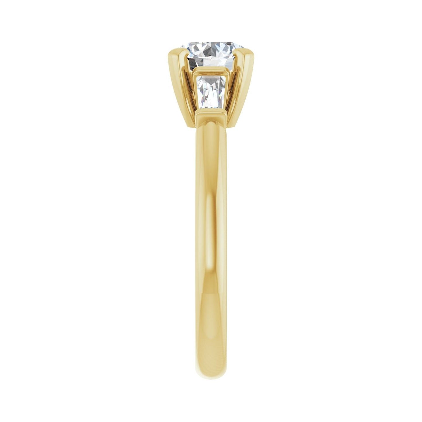 Round Three-Stone Engagement Ring | Metal Type=14K Yellow Gold | Center Stone Size=1 CT | Image 4