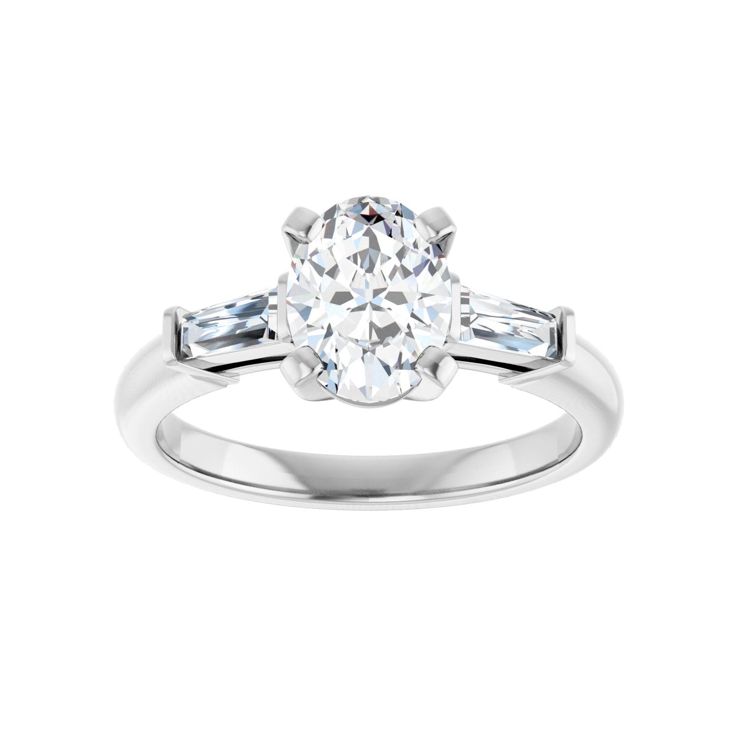 Oval Three-Stone Engagement Ring | Metal Type=14K White Gold | Center Stone Size=1.5 CT | Image 3
