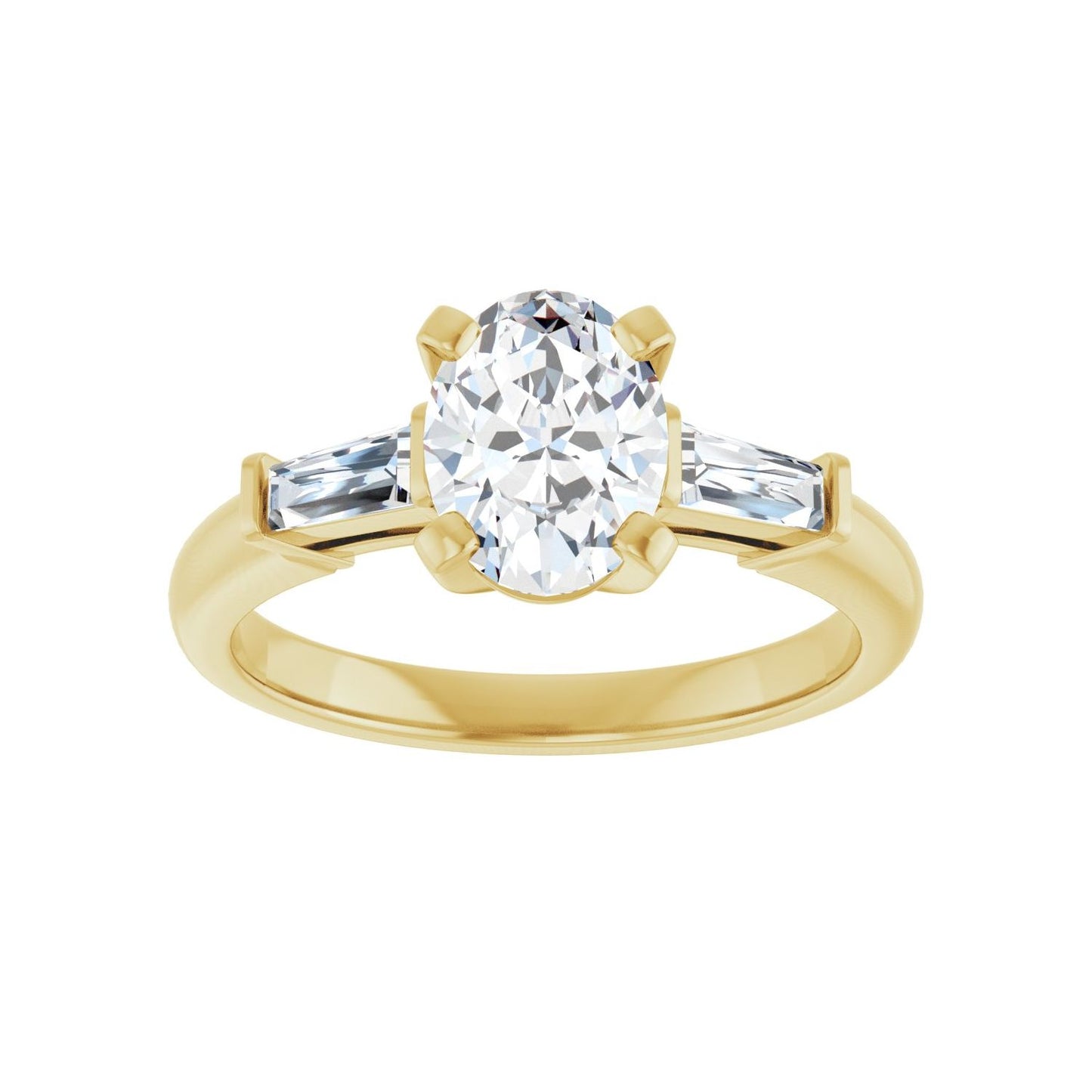 Oval Three-Stone Engagement Ring | Metal Type=14K Yellow Gold | Center Stone Size=1.5 CT | Image 3