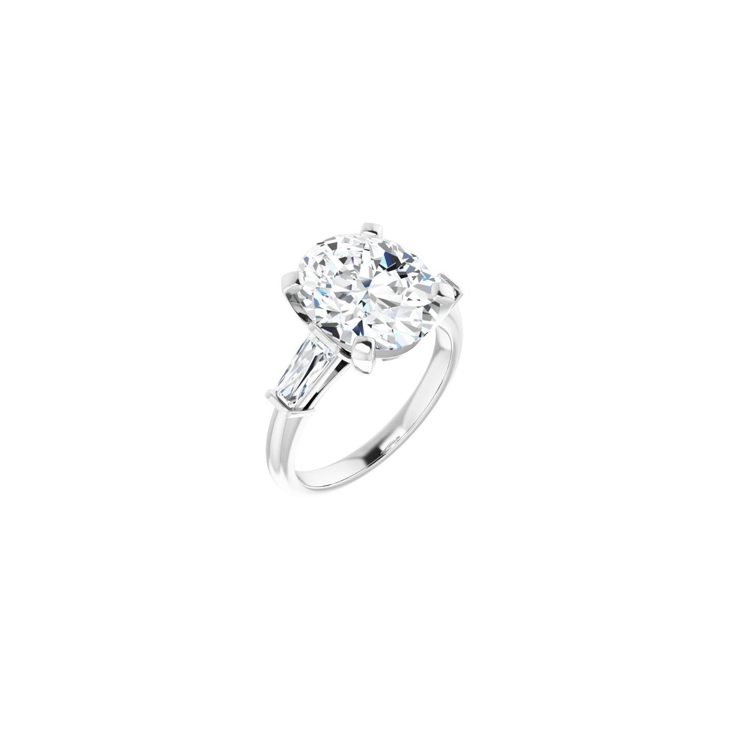 Oval Three-Stone Engagement Ring | Metal Type=14K White Gold | Center Stone Size=3 CT | Image 1