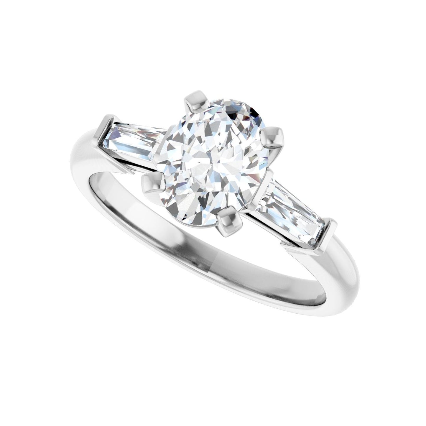 Oval Three-Stone Engagement Ring | Metal Type=14K White Gold | Center Stone Size=1.5 CT | Image 5