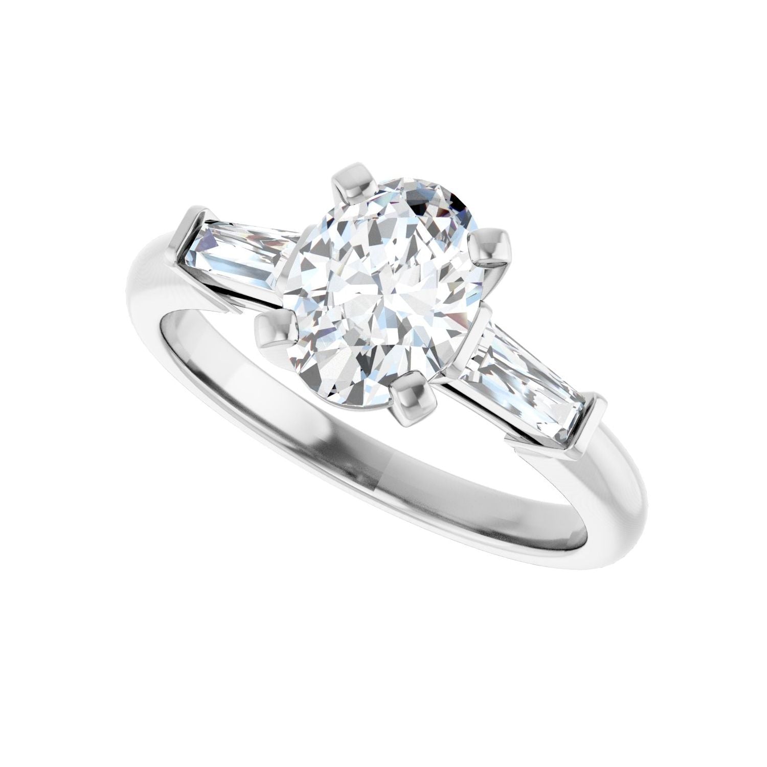 Oval Three-Stone Engagement Ring | Metal Type=14K White Gold | Center Stone Size=1.5 CT | Image 5