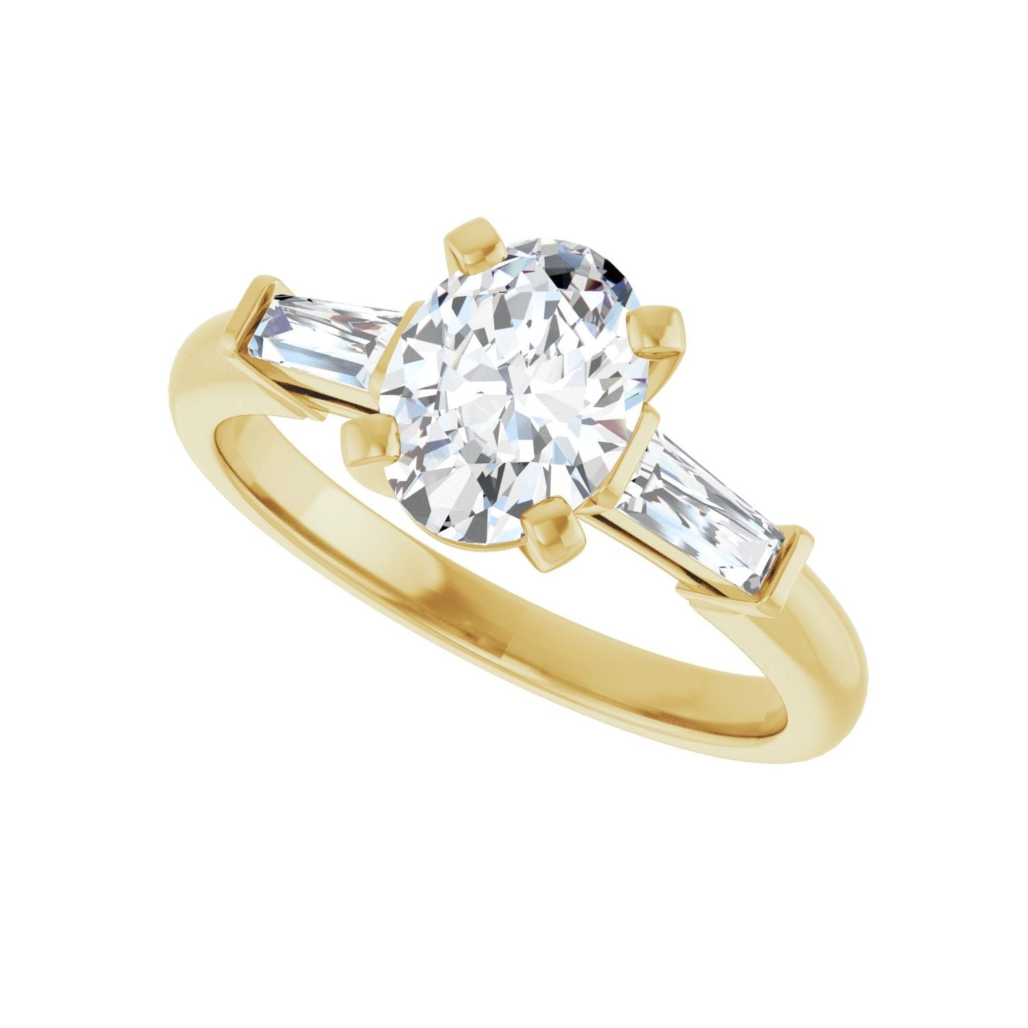 Oval Three-Stone Engagement Ring | Metal Type=14K Yellow Gold | Center Stone Size=1.5 CT | Image 5