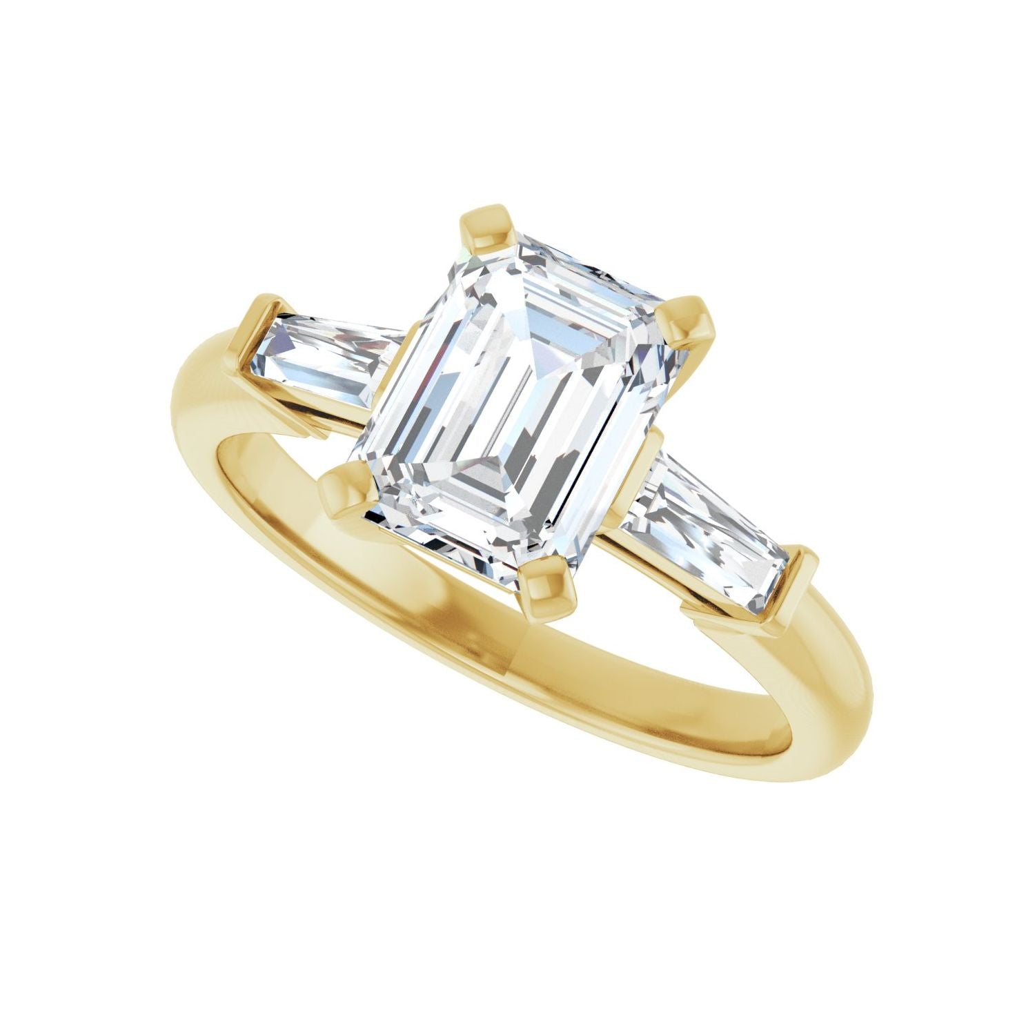Emerald Three-Stone Engagement Ring | Metal Type=14K Yellow Gold | Center Stone Size=2 CT | Image 5