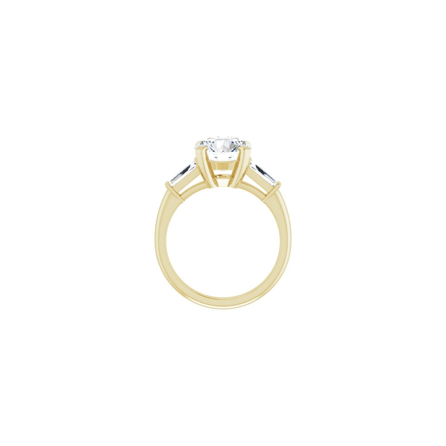 Round Three-Stone Engagement Ring | Metal Type=14K Yellow Gold | Center Stone Size=2.5 CT | Image 2