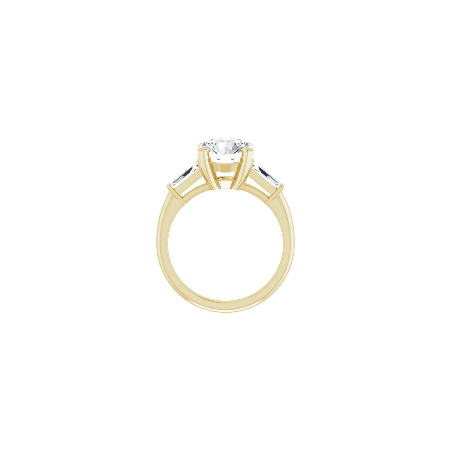 Round Three-Stone Engagement Ring | Metal Type=14K Yellow Gold | Center Stone Size=2.5 CT | Image 2
