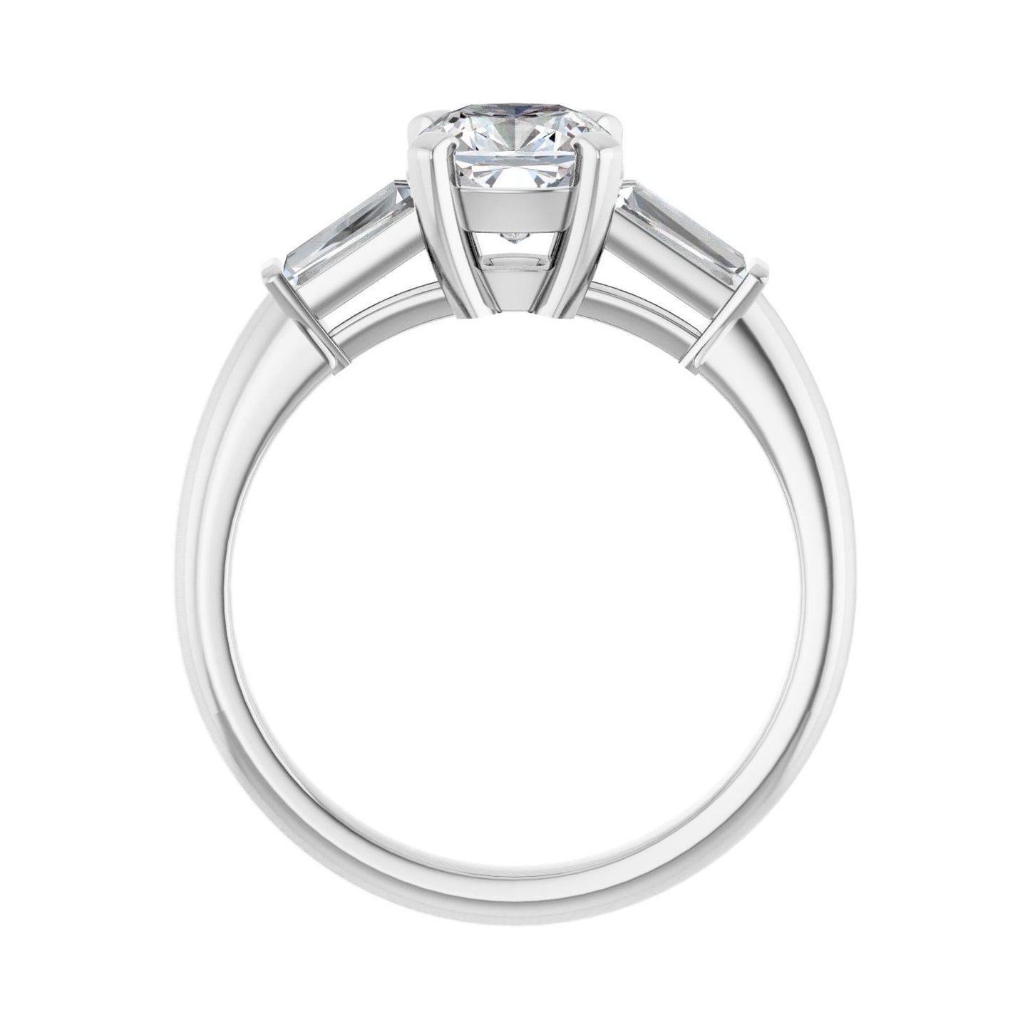 Cushion Three-Stone Engagement Ring | Metal Type=14K White Gold | Center Stone Size=1 CT | Image 2