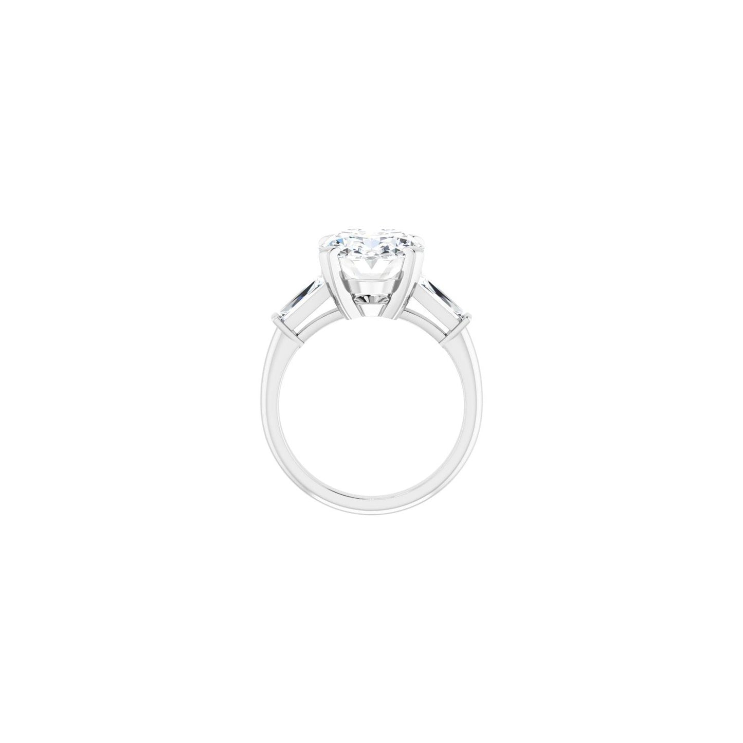 Oval Three-Stone Engagement Ring | Metal Type=14K White Gold | Center Stone Size=3 CT | Image 2