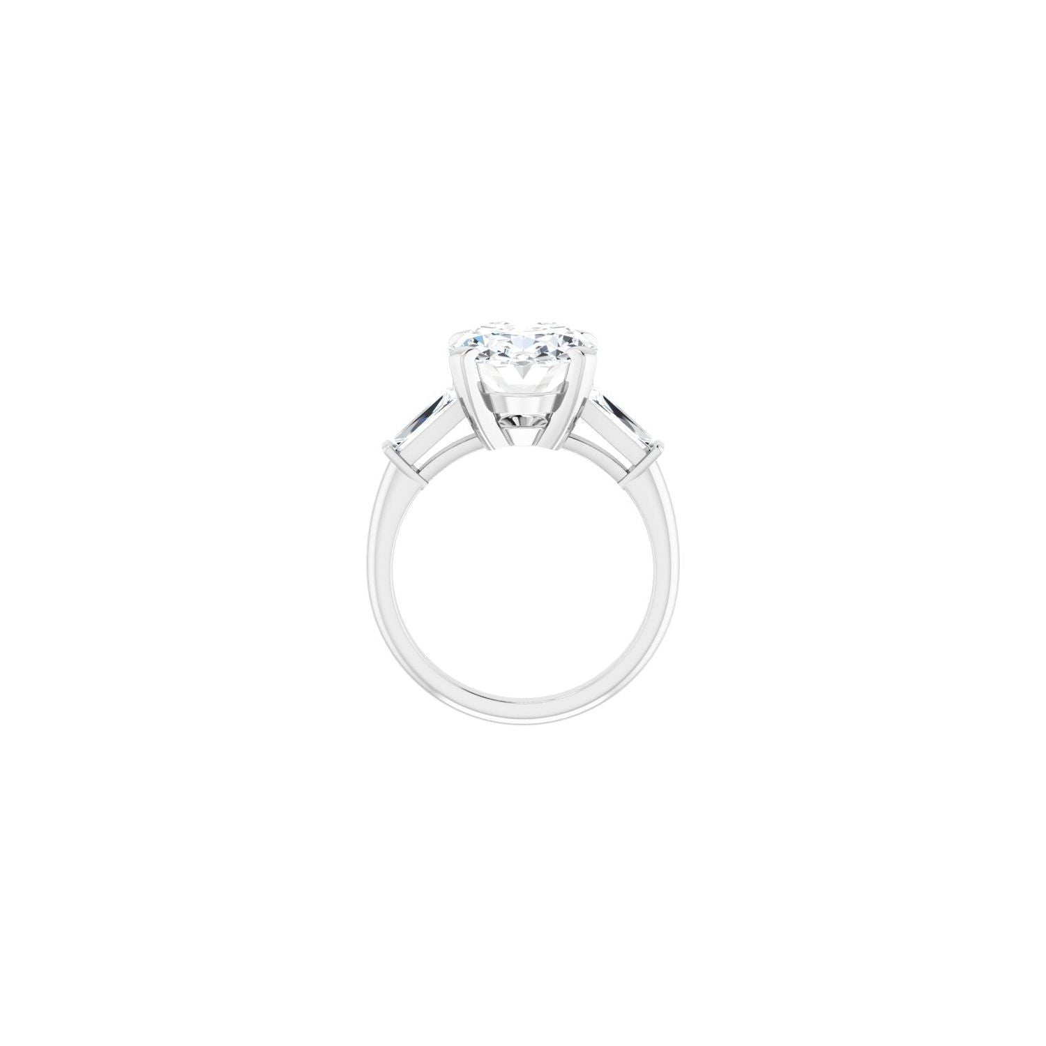 Oval Three-Stone Engagement Ring | Metal Type=14K White Gold | Center Stone Size=3 CT | Image 2
