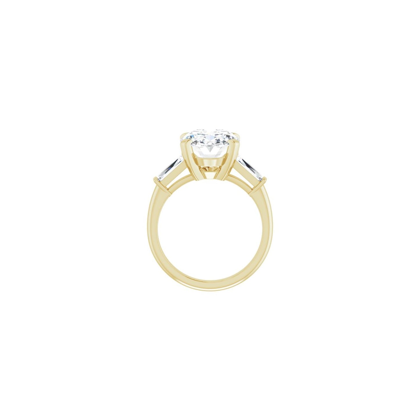 Oval Three-Stone Engagement Ring | Metal Type=14K Yellow Gold | Center Stone Size=3 CT | Image 2