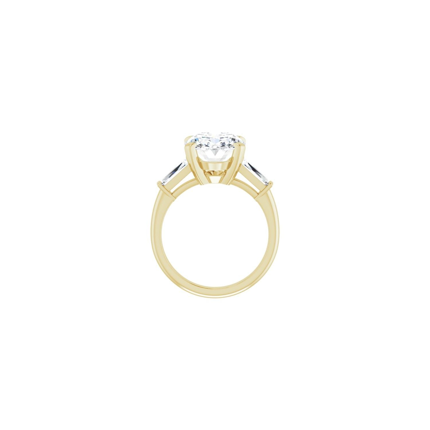 Oval Three-Stone Engagement Ring | Metal Type=14K Yellow Gold | Center Stone Size=3 CT | Image 2