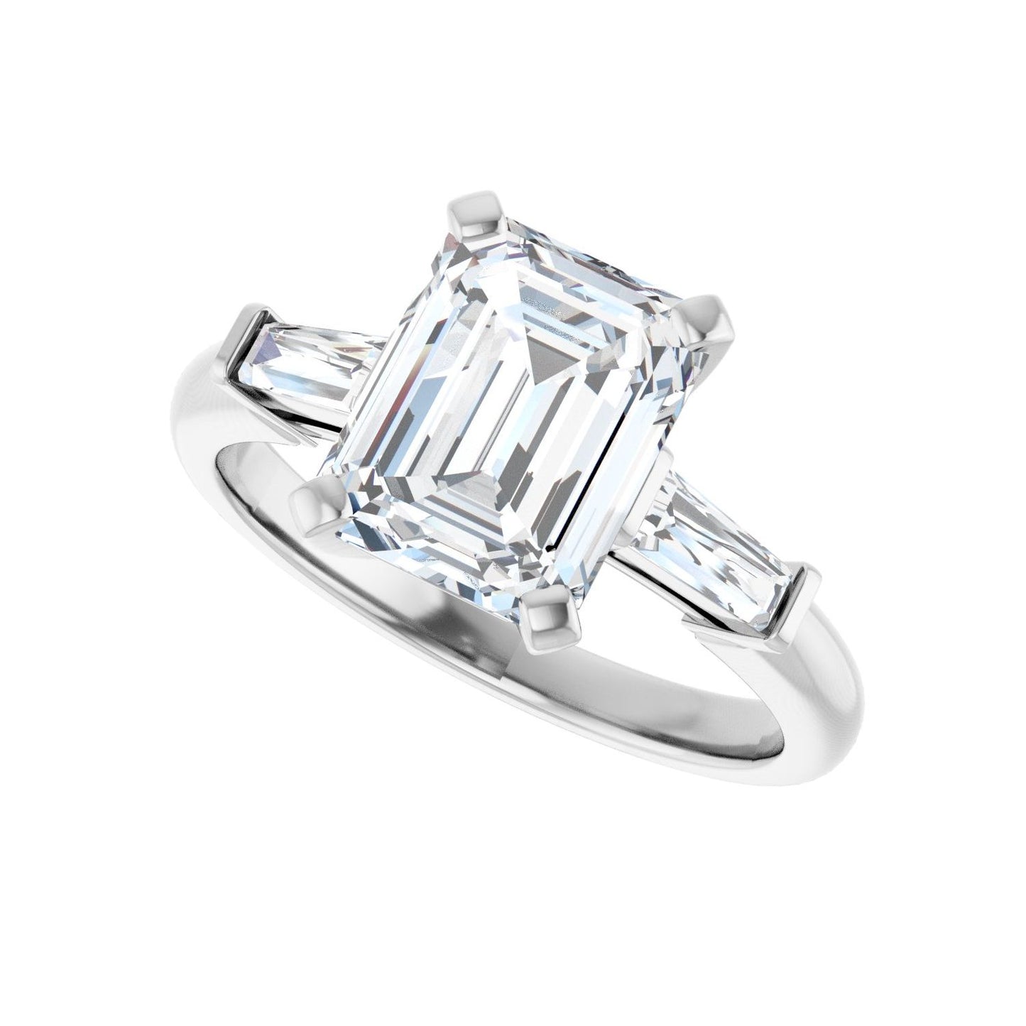 Emerald Three-Stone Engagement Ring | Metal Type=14K White Gold | Center Stone Size=2.5 CT | Image 5