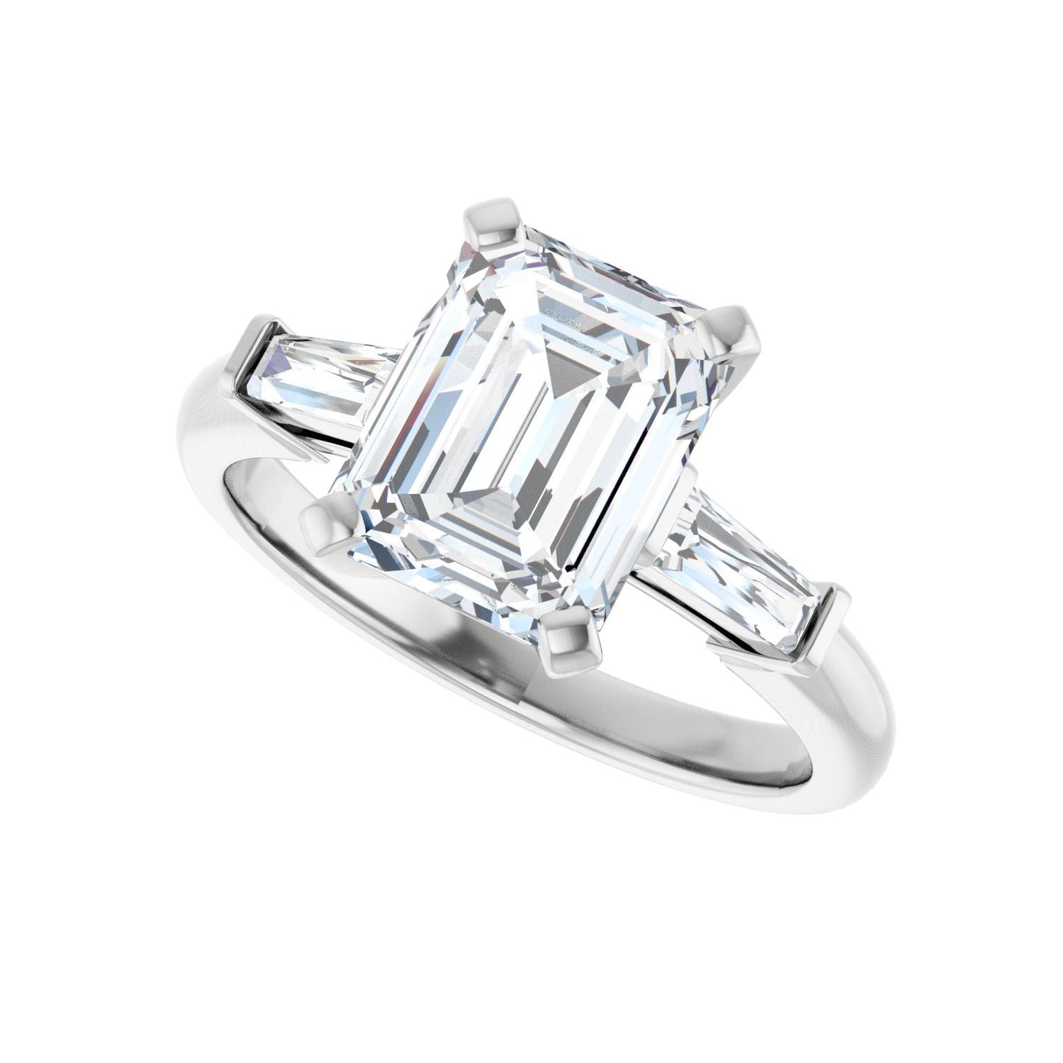 Emerald Three-Stone Engagement Ring | Metal Type=14K White Gold | Center Stone Size=2.5 CT | Image 5