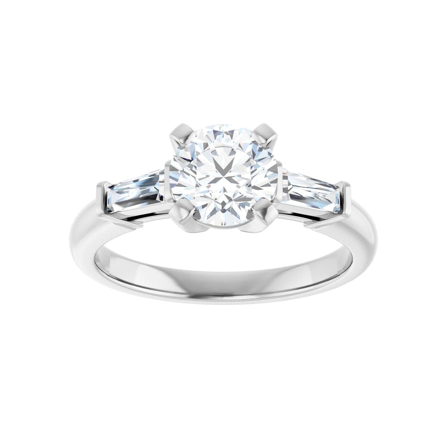 Round Three-Stone Engagement Ring | Metal Type=14K White Gold | Center Stone Size=1 CT | Image 3