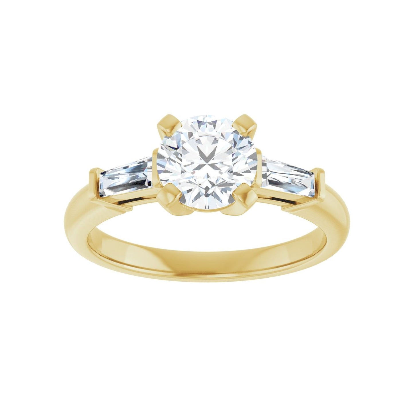 Round Three-Stone Engagement Ring | Metal Type=14K Yellow Gold | Center Stone Size=1 CT | Image 3