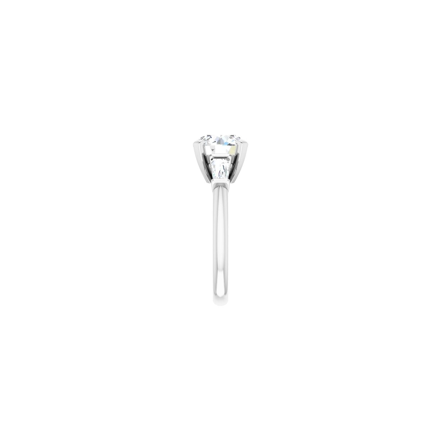 Round Three-Stone Engagement Ring | Metal Type=14K White Gold | Center Stone Size=2.5 CT | Image 4