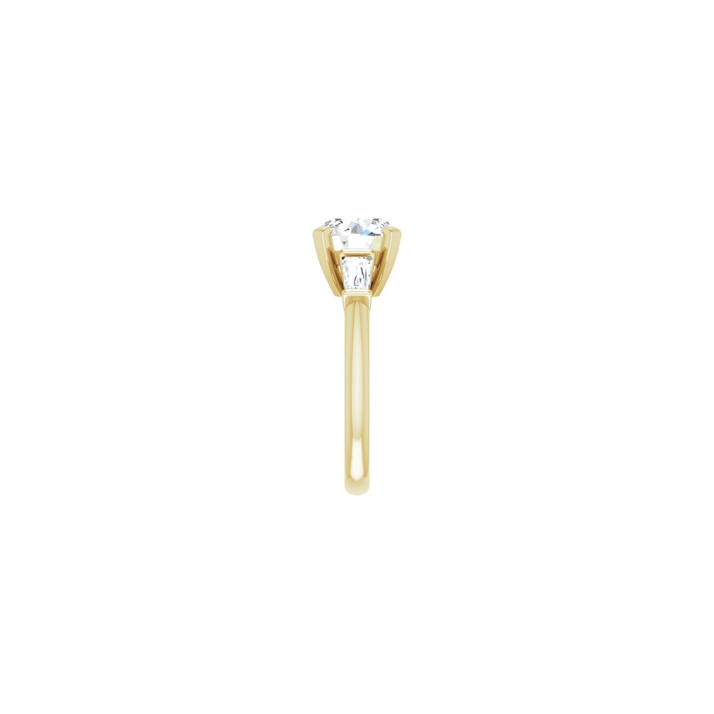 Round Three-Stone Engagement Ring | Metal Type=14K Yellow Gold | Center Stone Size=2.5 CT | Image 4