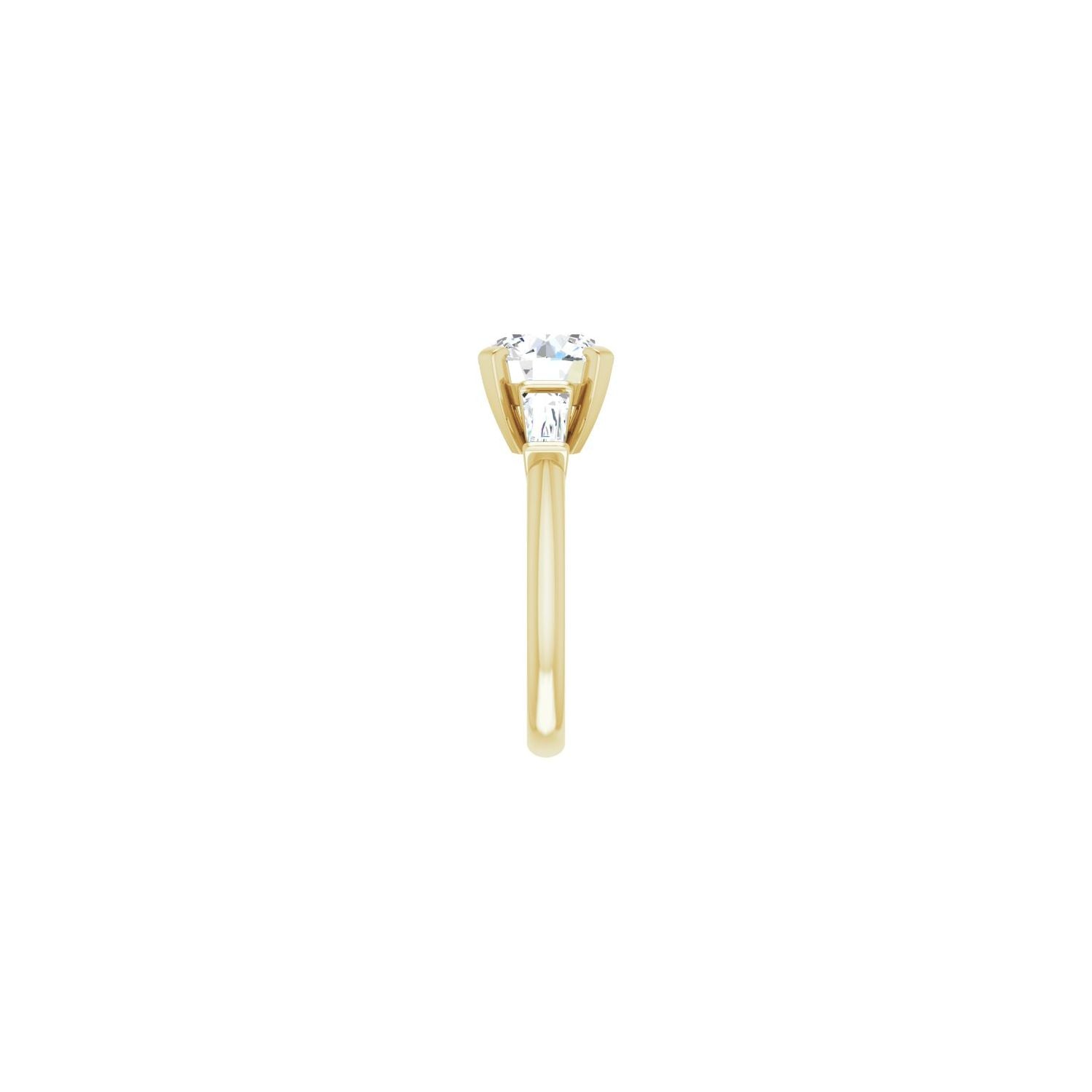 Round Three-Stone Engagement Ring | Metal Type=14K Yellow Gold | Center Stone Size=2.5 CT | Image 4