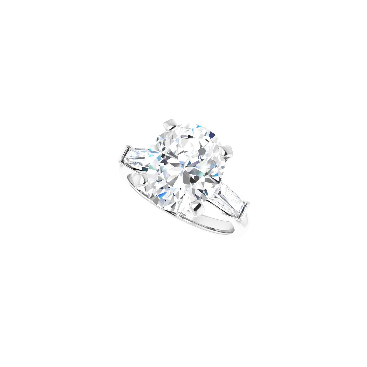 Oval Three-Stone Engagement Ring | Metal Type=14K White Gold | Center Stone Size=3 CT | Image 5