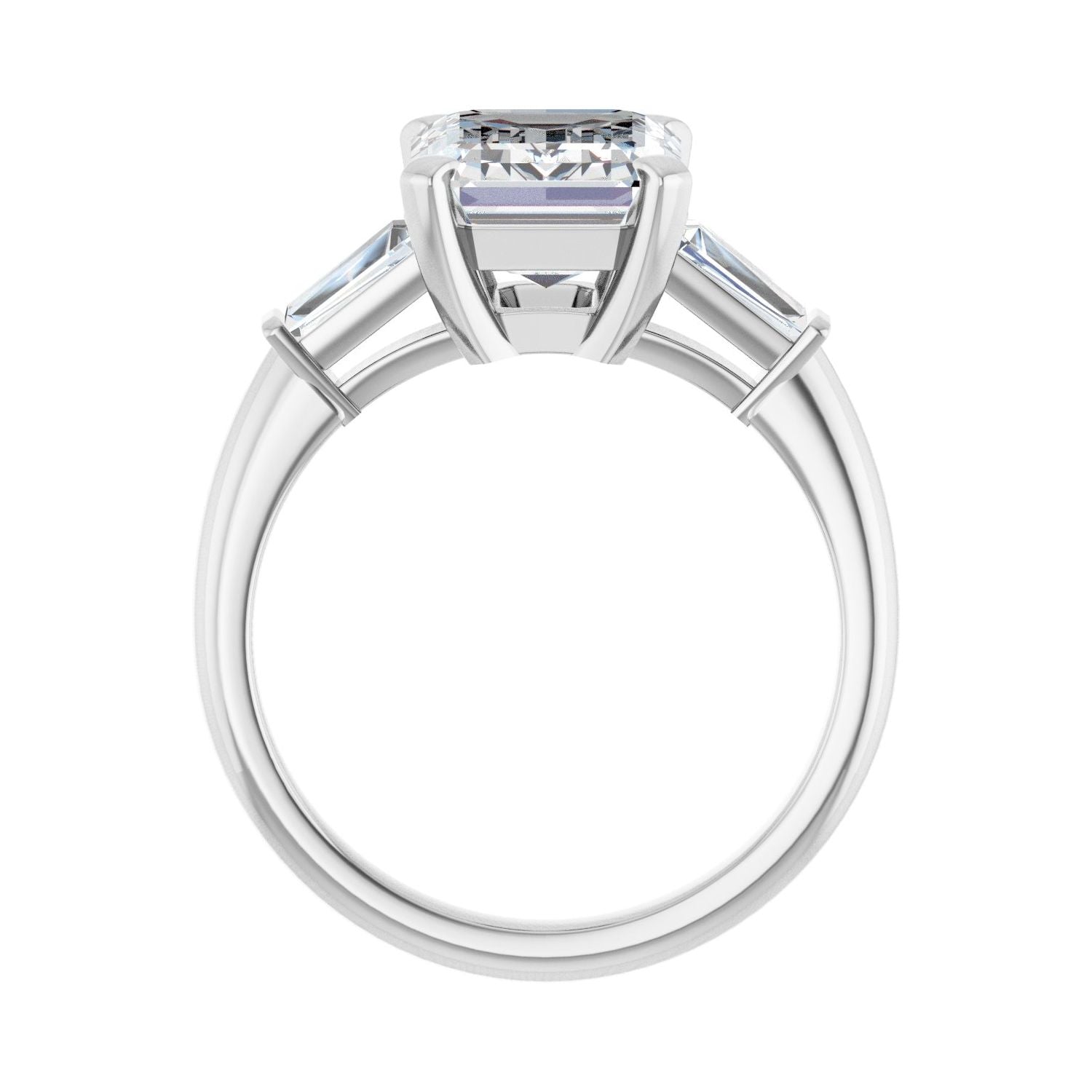 Emerald Three-Stone Engagement Ring | Metal Type=14K White Gold | Center Stone Size=3 CT | Image 2