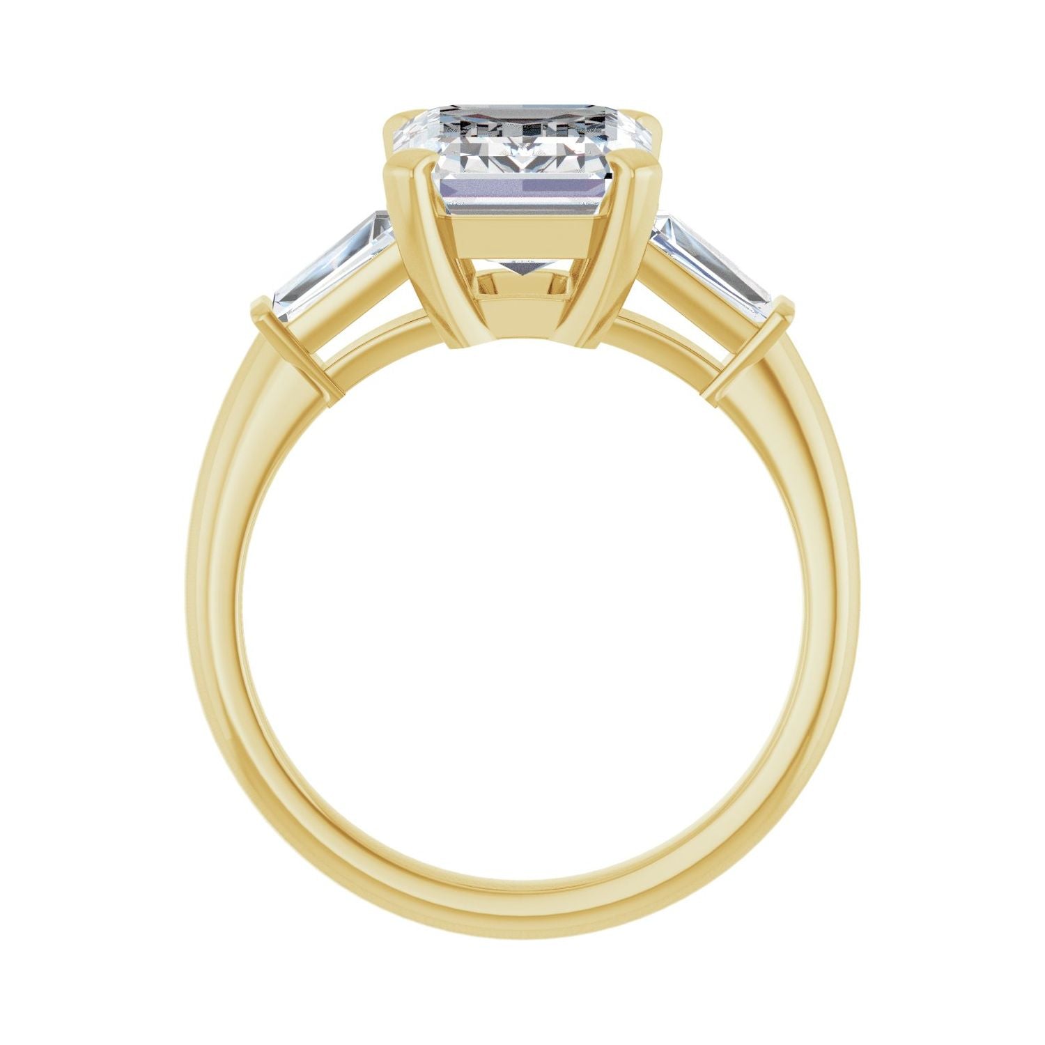 Emerald Three-Stone Engagement Ring | Metal Type=14K Yellow Gold | Center Stone Size=3 CT | Image 2