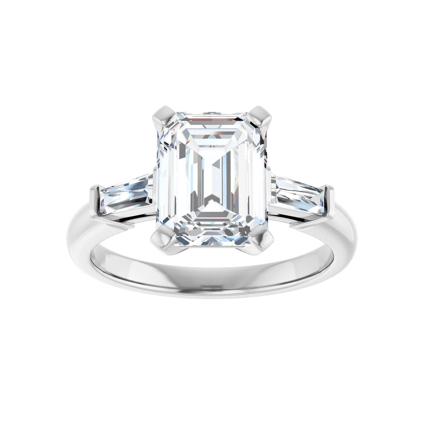 Emerald Three-Stone Engagement Ring | Metal Type=14K White Gold | Center Stone Size=2.5 CT | Image 3