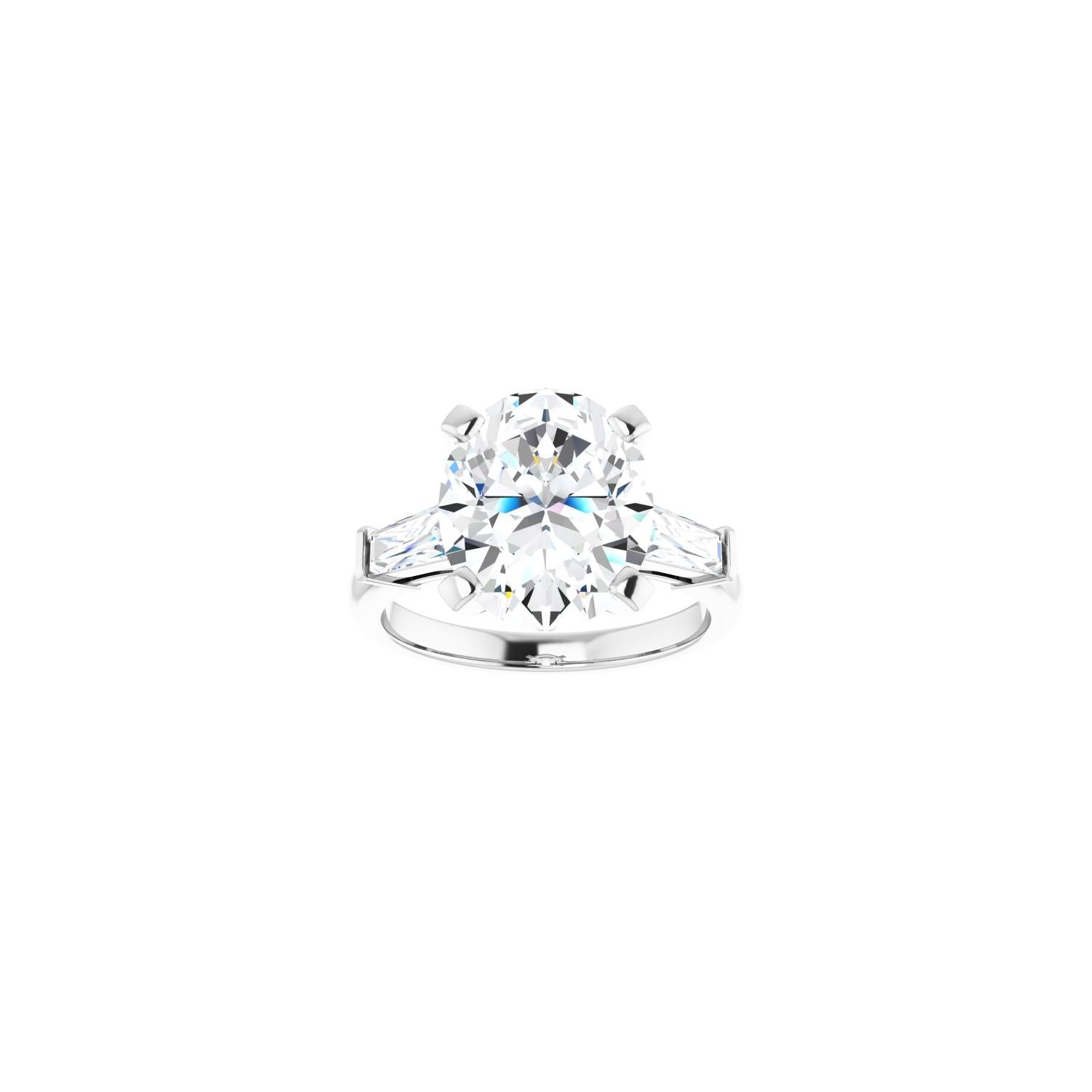Oval Three-Stone Engagement Ring | Metal Type=14K White Gold | Center Stone Size=3 CT | Image 3