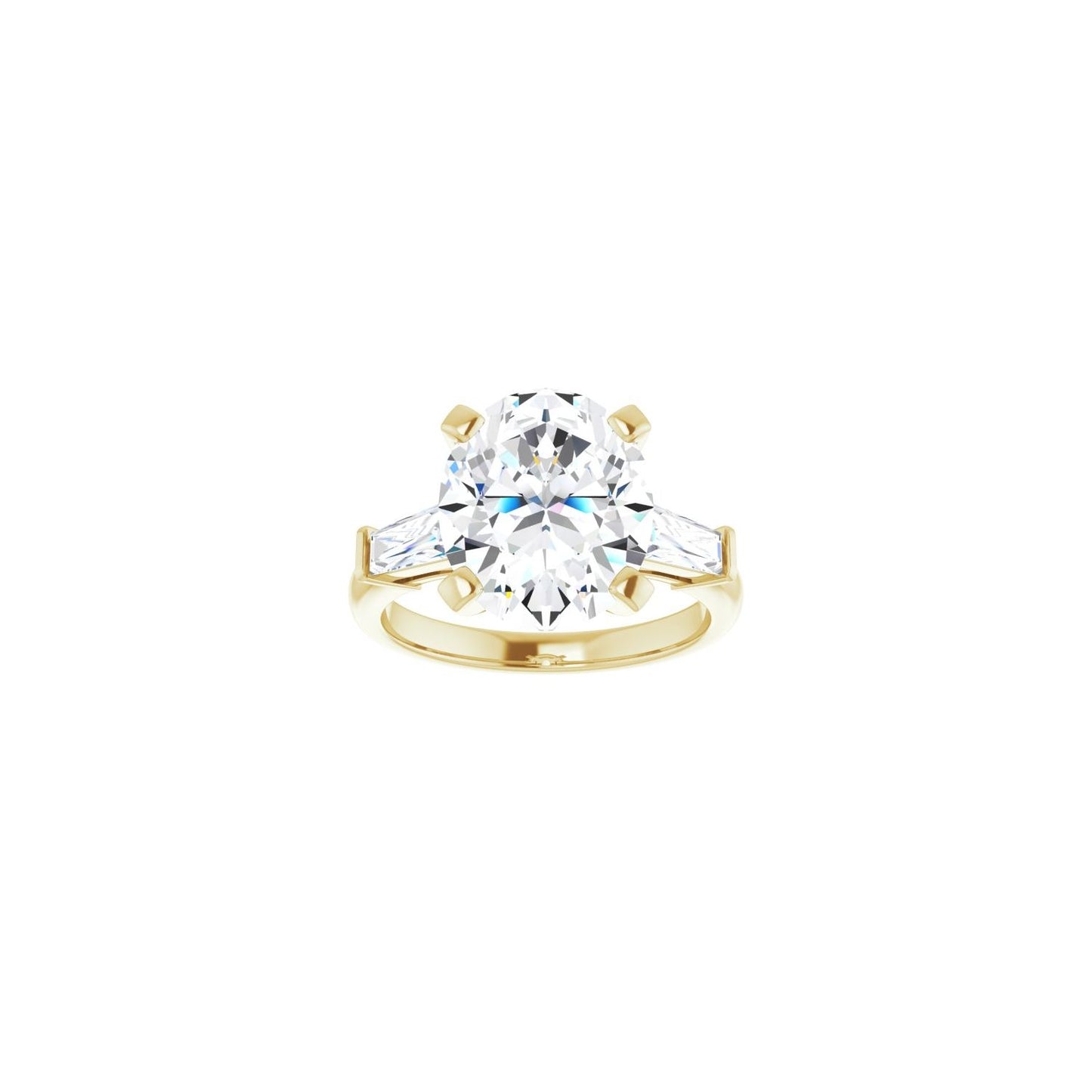 Oval Three-Stone Engagement Ring | Metal Type=14K Yellow Gold | Center Stone Size=3 CT | Image 3