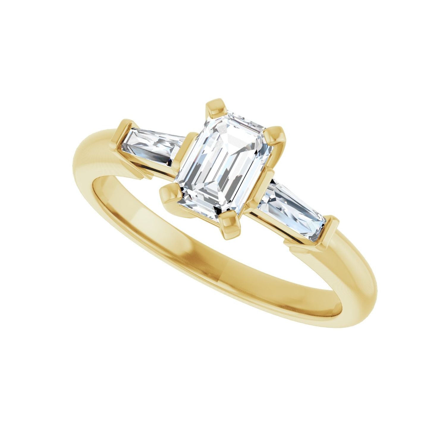 Emerald Three-Stone Engagement Ring | Metal Type=14K Yellow Gold | Center Stone Size=1 CT | Image 5