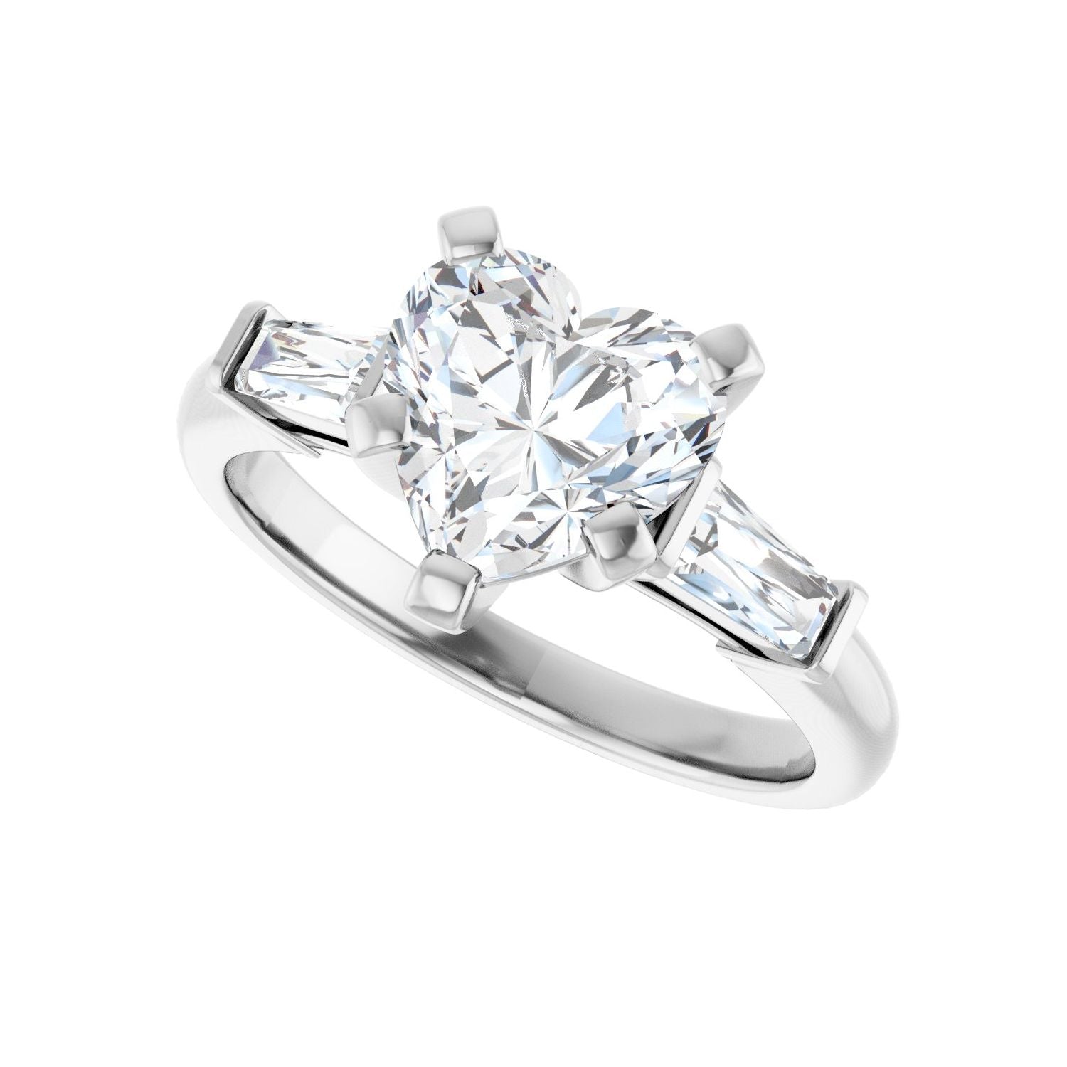 Heart Three-Stone Engagement Ring | Metal Type=14K White Gold | Center Stone Size=1.5 CT | Image 5
