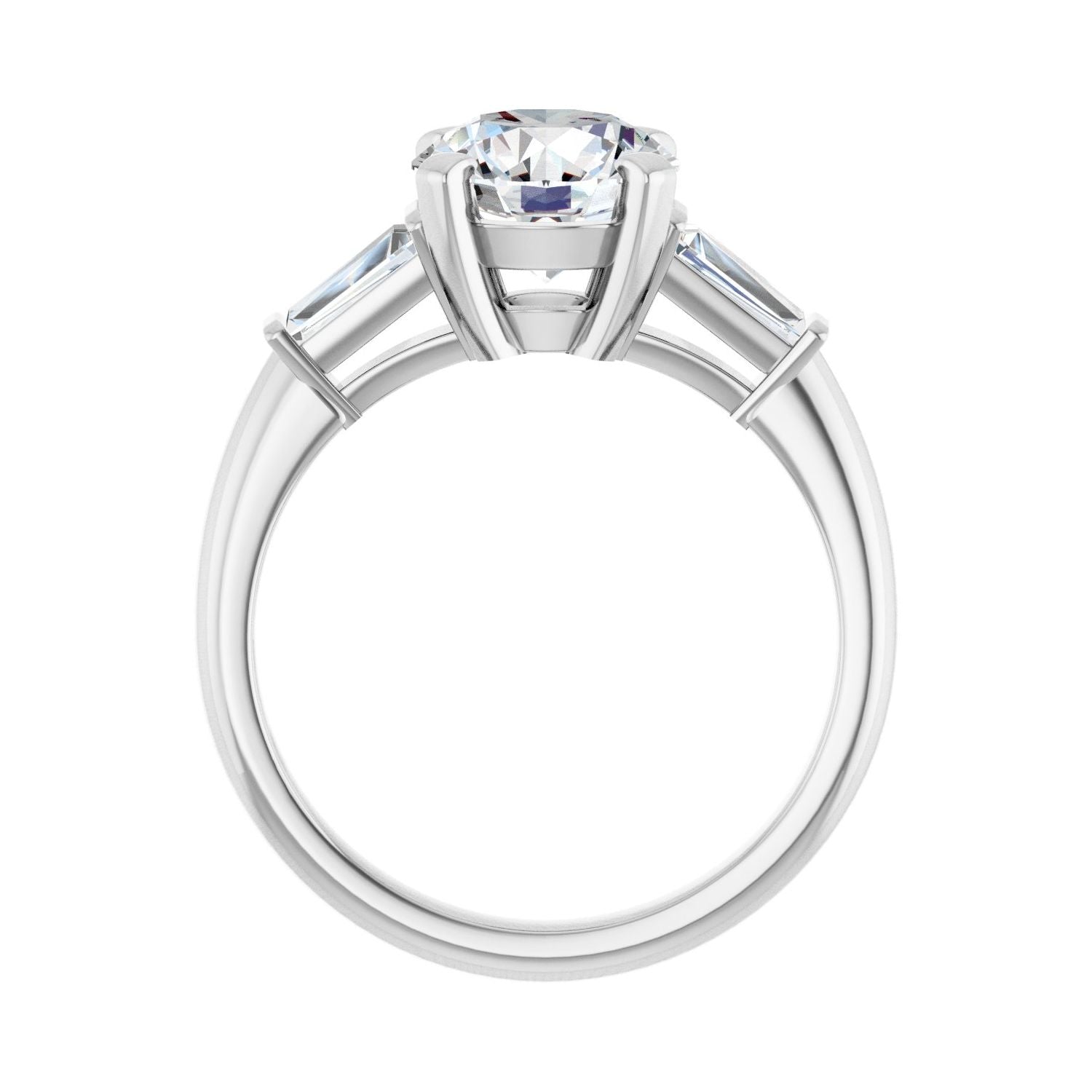Round Three-Stone Engagement Ring | Metal Type=14K White Gold | Center Stone Size=2 CT | Image 2