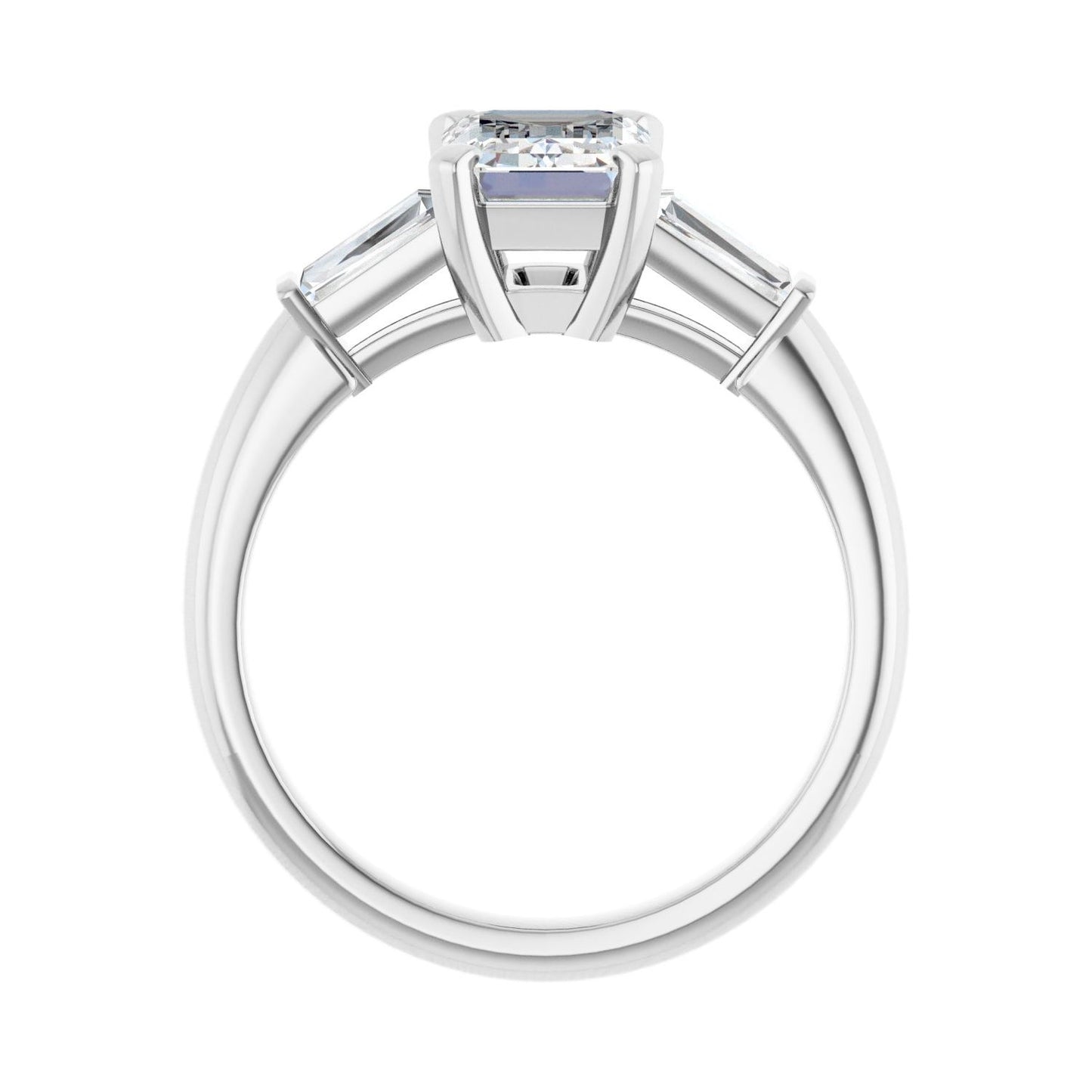 Emerald Three-Stone Engagement Ring | Metal Type=14K White Gold | Center Stone Size=2 CT | Image 2