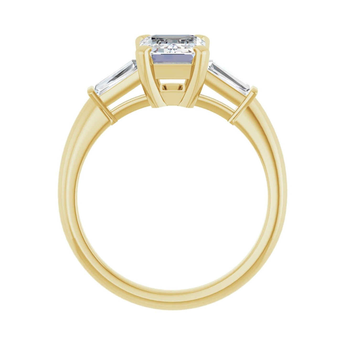 Emerald Three-Stone Engagement Ring | Metal Type=14K Yellow Gold | Center Stone Size=2 CT | Image 2