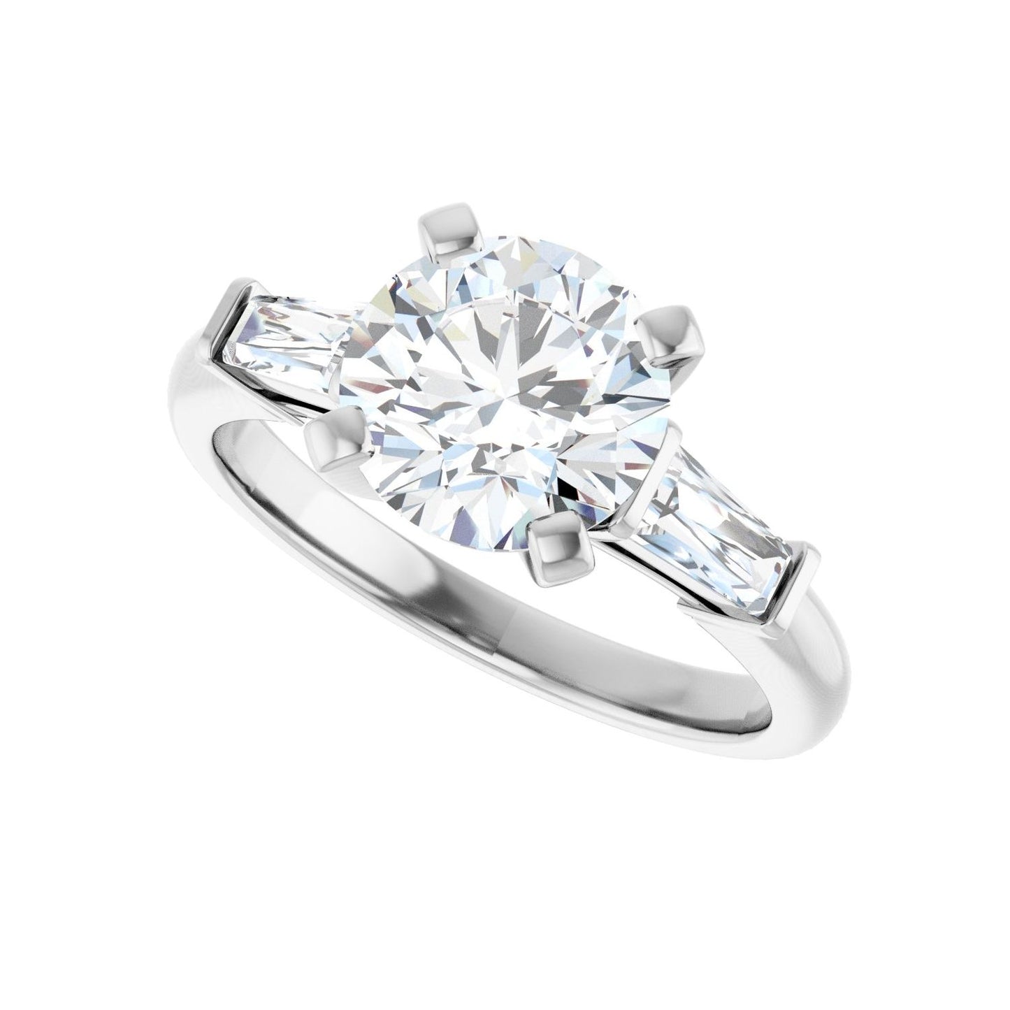 Round Three-Stone Engagement Ring | Metal Type=14K White Gold | Center Stone Size=2 CT | Image 5
