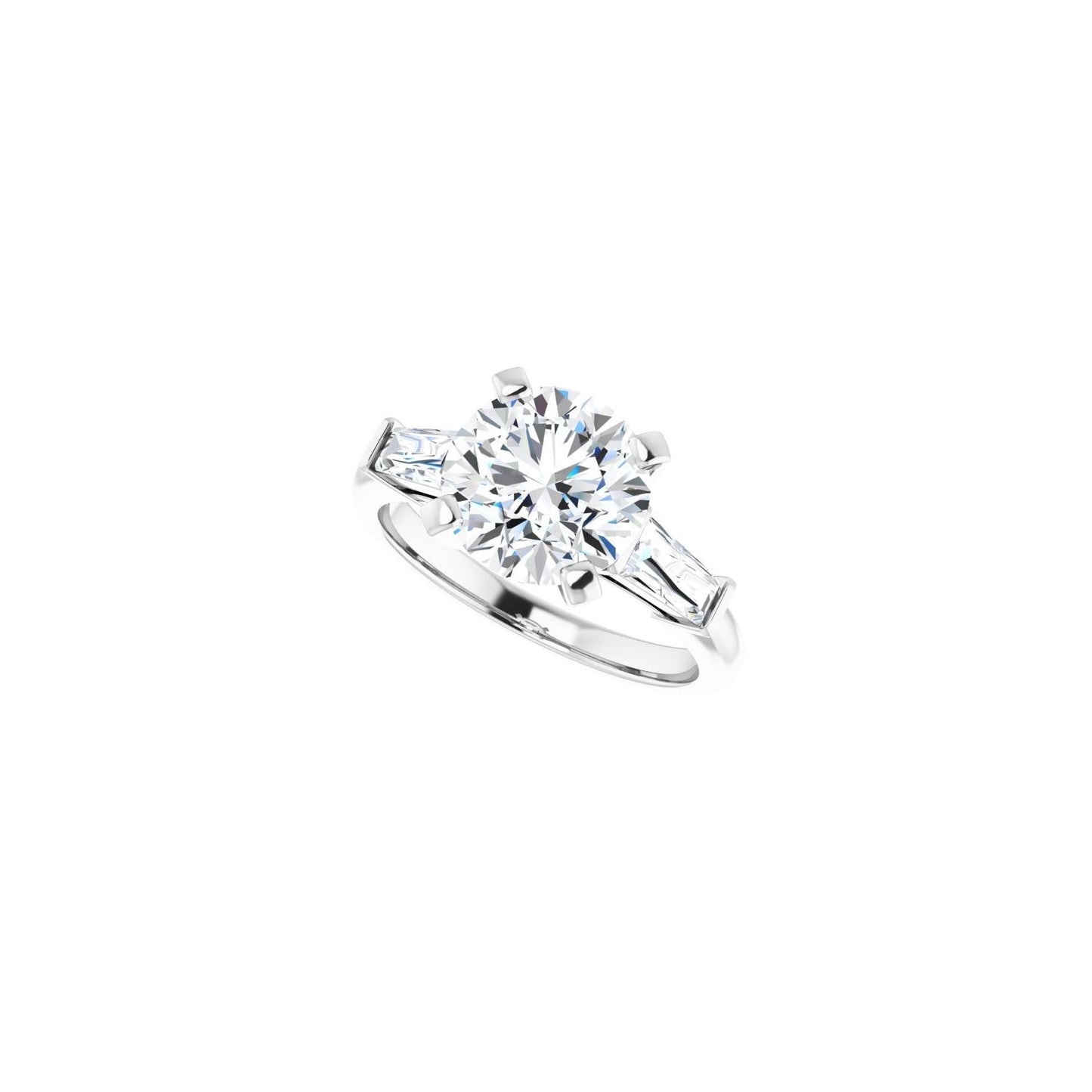 Round Three-Stone Engagement Ring | Metal Type=14K White Gold | Center Stone Size=2.5 CT | Image 5