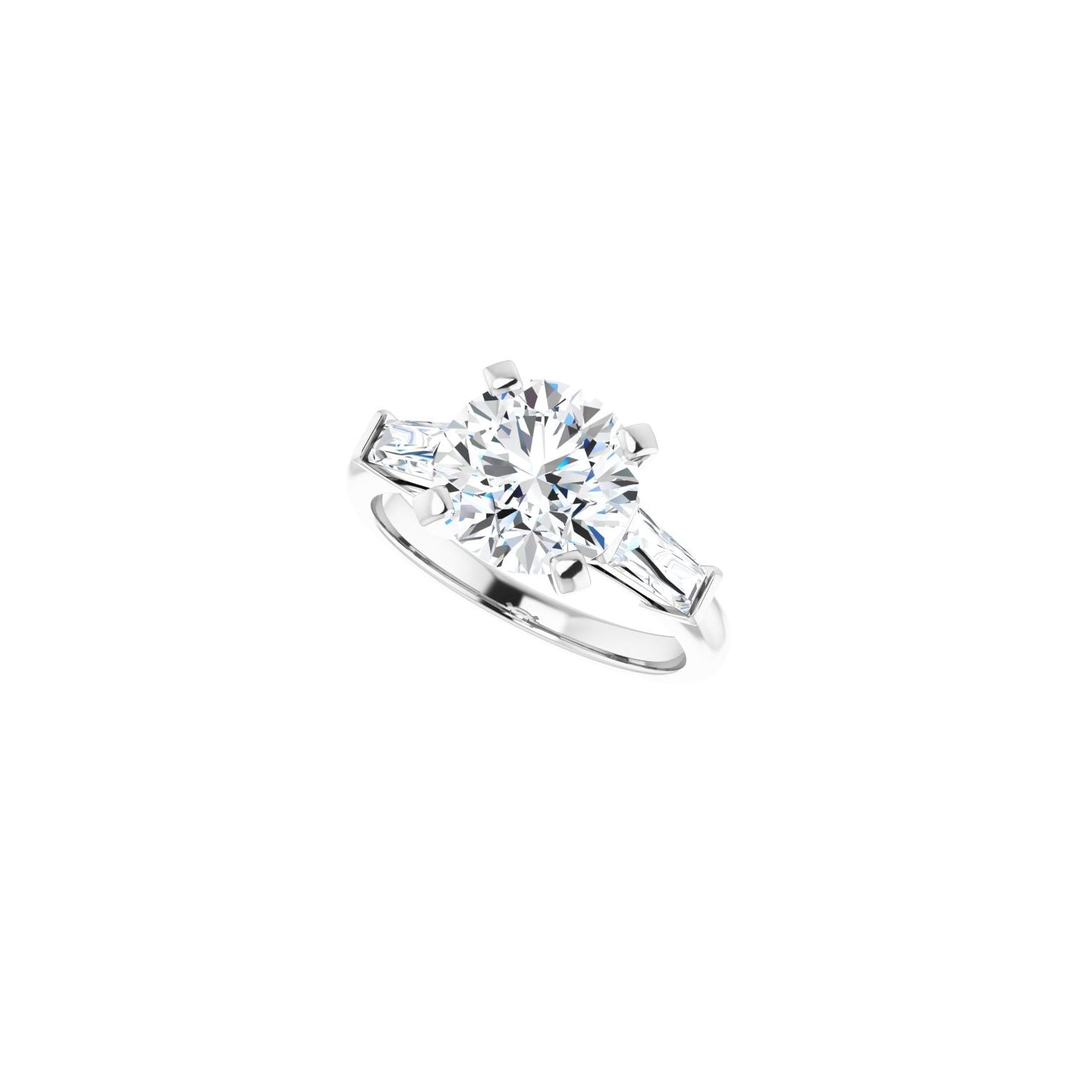 Round Three-Stone Engagement Ring | Metal Type=14K White Gold | Center Stone Size=2.5 CT | Image 5