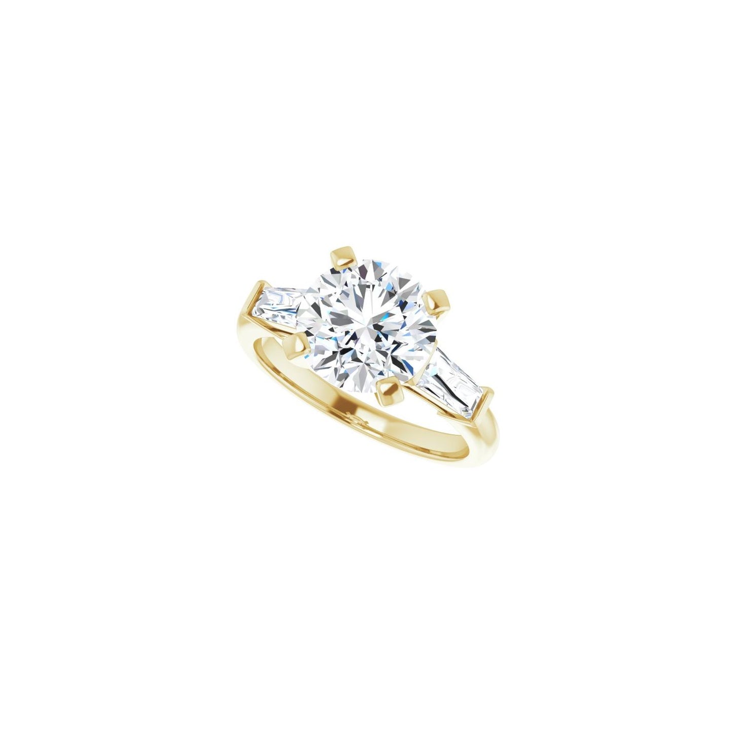 Round Three-Stone Engagement Ring | Metal Type=14K Yellow Gold | Center Stone Size=2.5 CT | Image 5