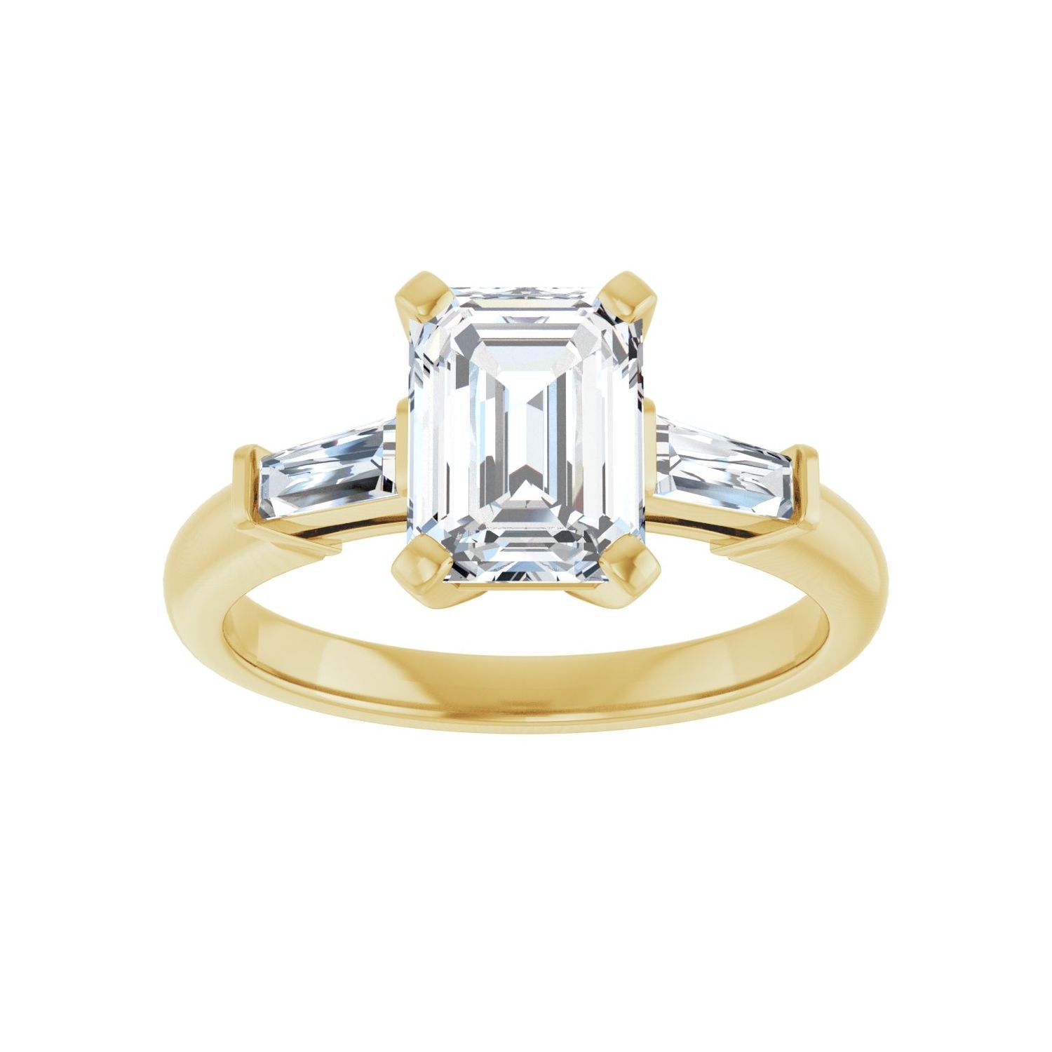 Emerald Three-Stone Engagement Ring | Metal Type=14K Yellow Gold | Center Stone Size=2 CT | Image 3