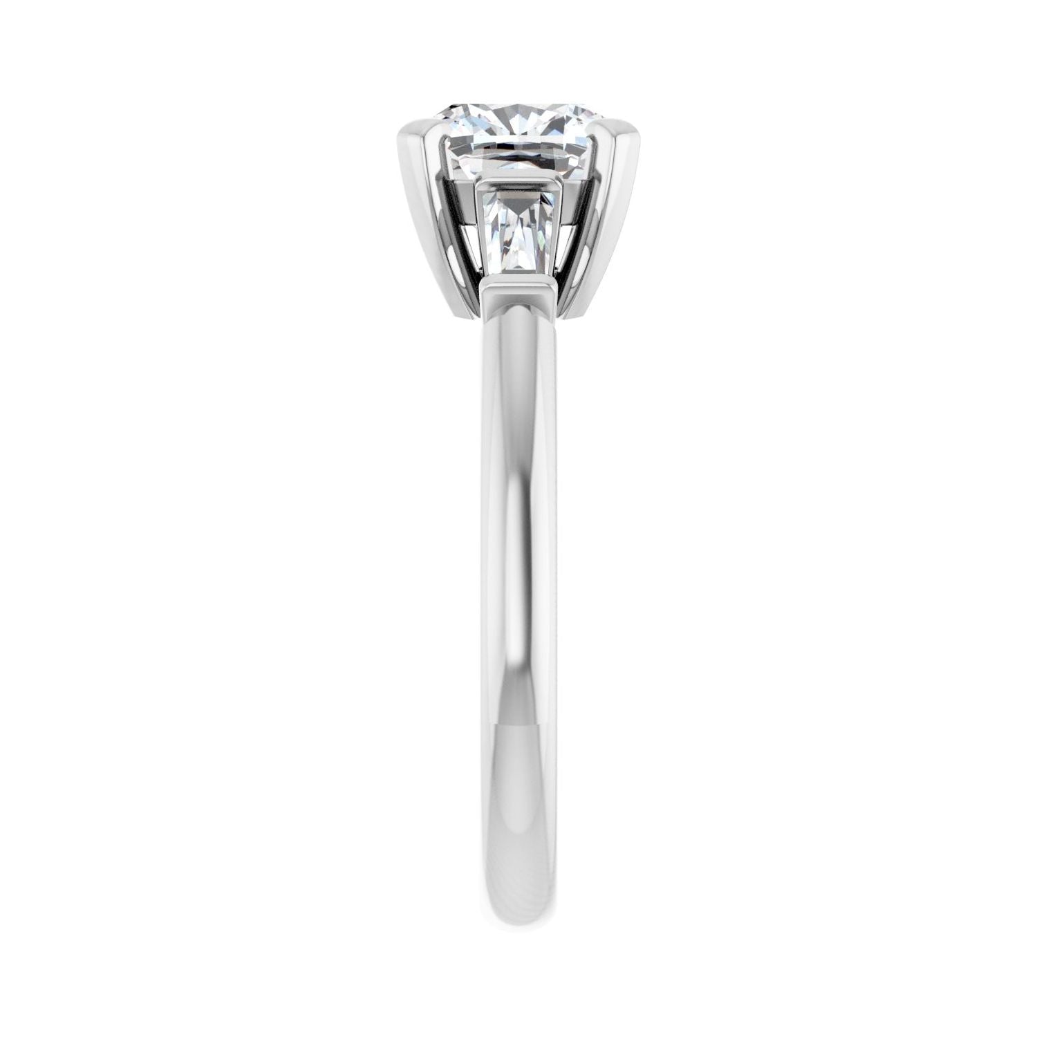 Cushion Three-Stone Engagement Ring | Metal Type=14K White Gold | Center Stone Size=2 CT | Image 4
