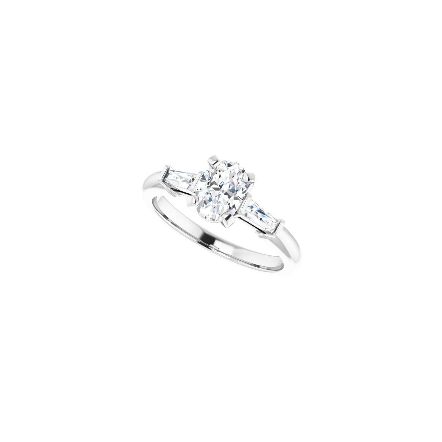 Oval Three-Stone Engagement Ring | Metal Type=14K White Gold | Center Stone Size=1 CT | Image 5