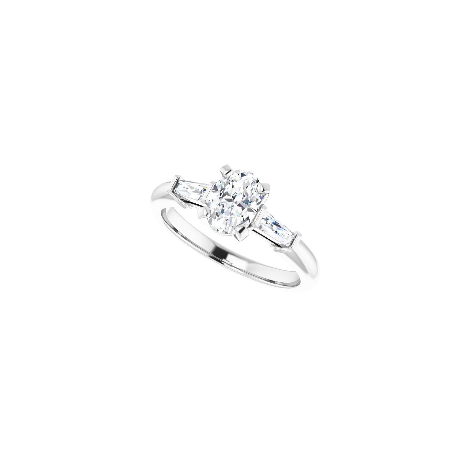 Oval Three-Stone Engagement Ring | Metal Type=14K White Gold | Center Stone Size=1 CT | Image 5