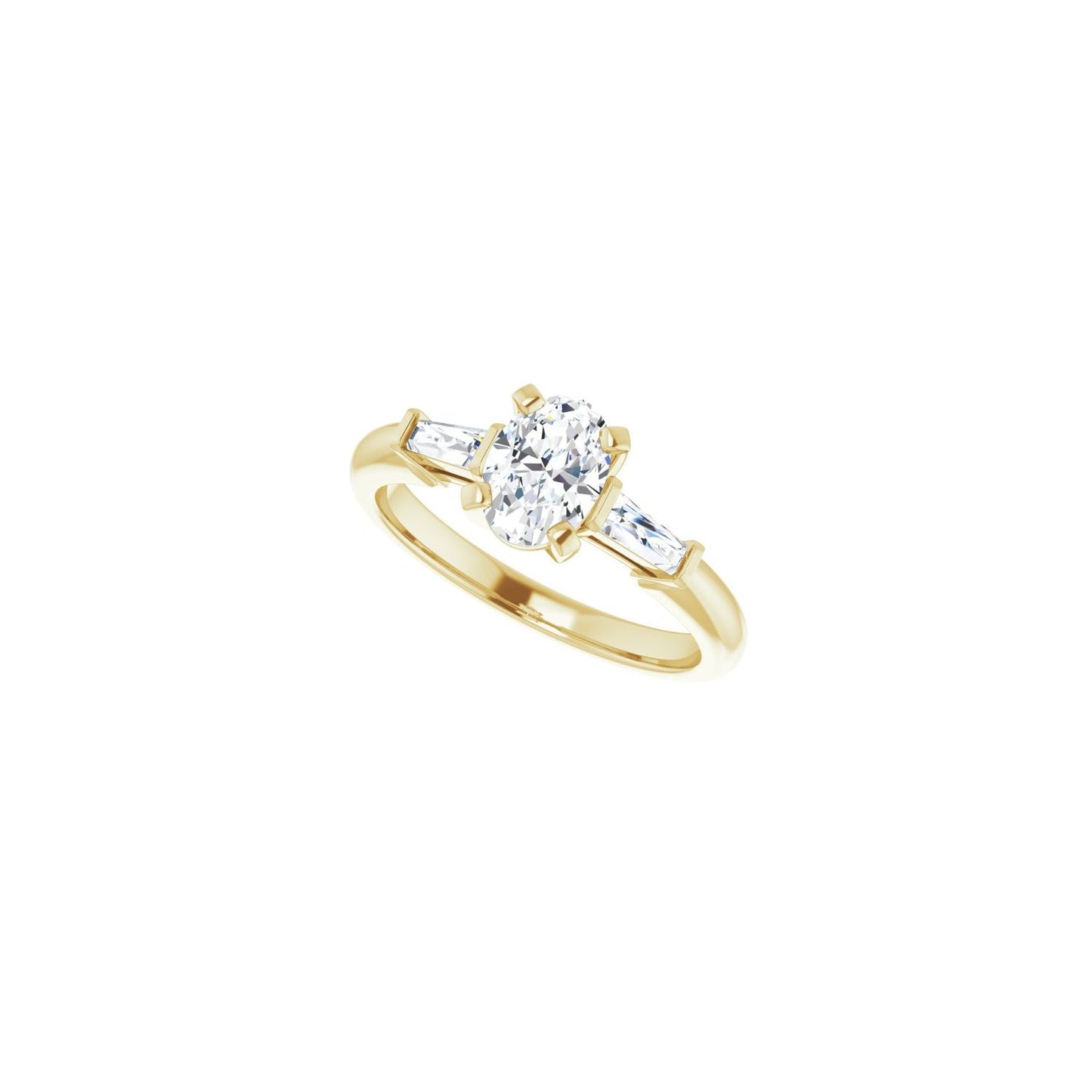Oval Three-Stone Engagement Ring | Metal Type=14K Yellow Gold | Center Stone Size=1 CT | Image 5