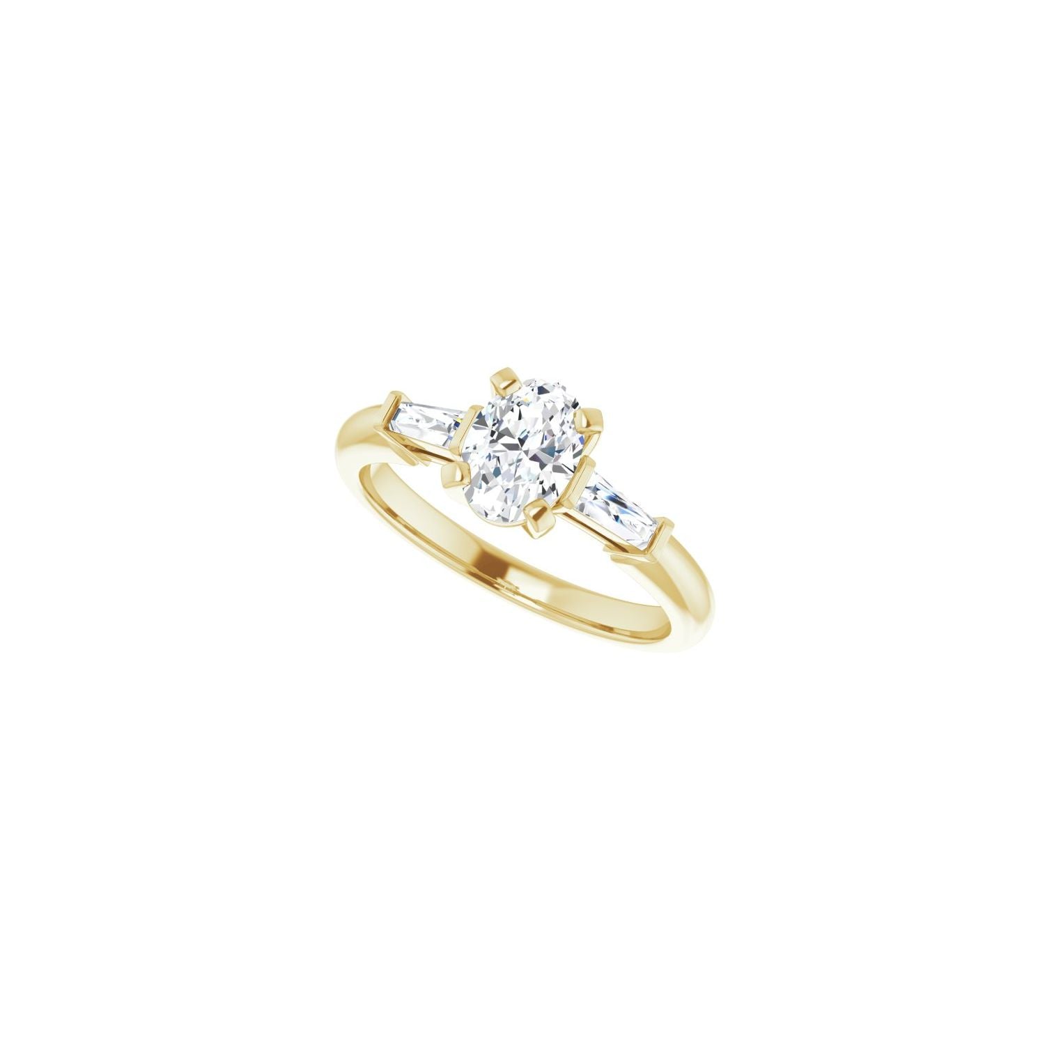 Oval Three-Stone Engagement Ring | Metal Type=14K Yellow Gold | Center Stone Size=1 CT | Image 5